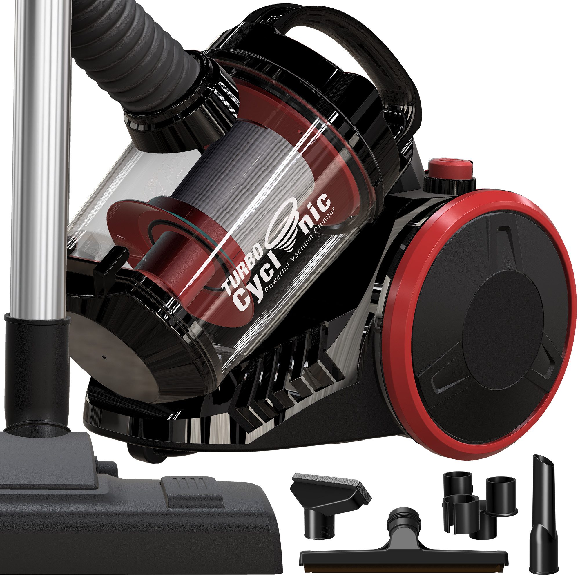 TurboTronic by Z-Line Stielstaubsauger 700 W Staubsauger ohne Beutel, 19 kPa, HEPA Filter, 2,5 l Behälter, 700 W, beutellos, Beutellos, Zyklon Technologie, Kabelaufwicklung und Teleskoprohr