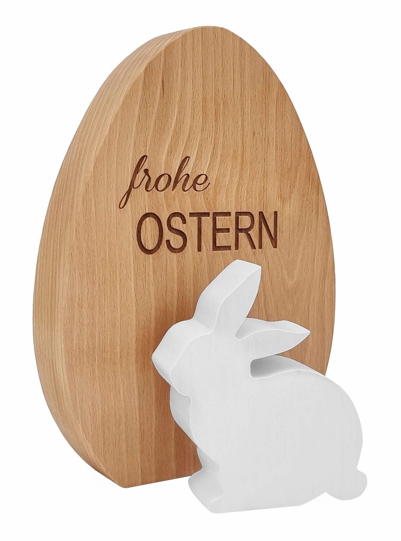 ERST-HOLZ Dekoobjekt Osterdeko-Set Holzei mit Hasen Buche