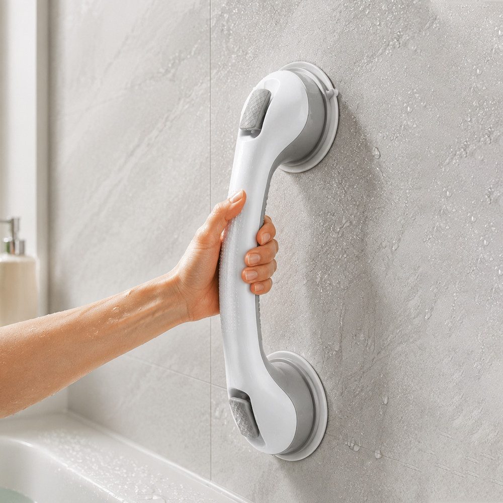 JASLIFE Haltegriff Sauggriff 42cm ohne Bohren, Haltegriff für Senioren rutschfest Bad WC, Sicherer Halt auch bei Nässe, jederzeit abnehmbar