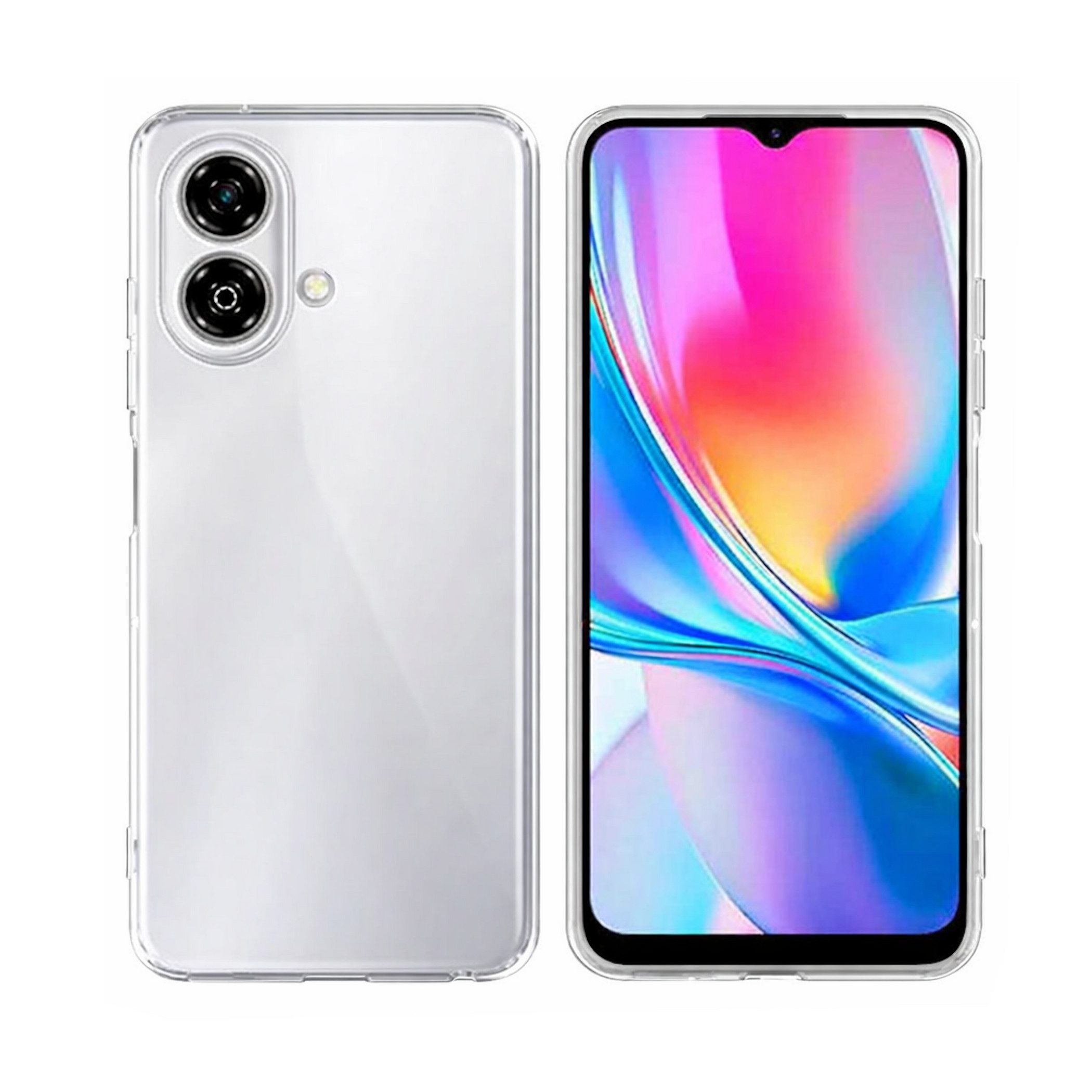 Wigento Handyhülle Für ZTE Blade A35e 4G TPU Silikon Schutz Hülle Flexibel Transparent, Stoßfeste TPU Hülle mit rutschfestem Design
