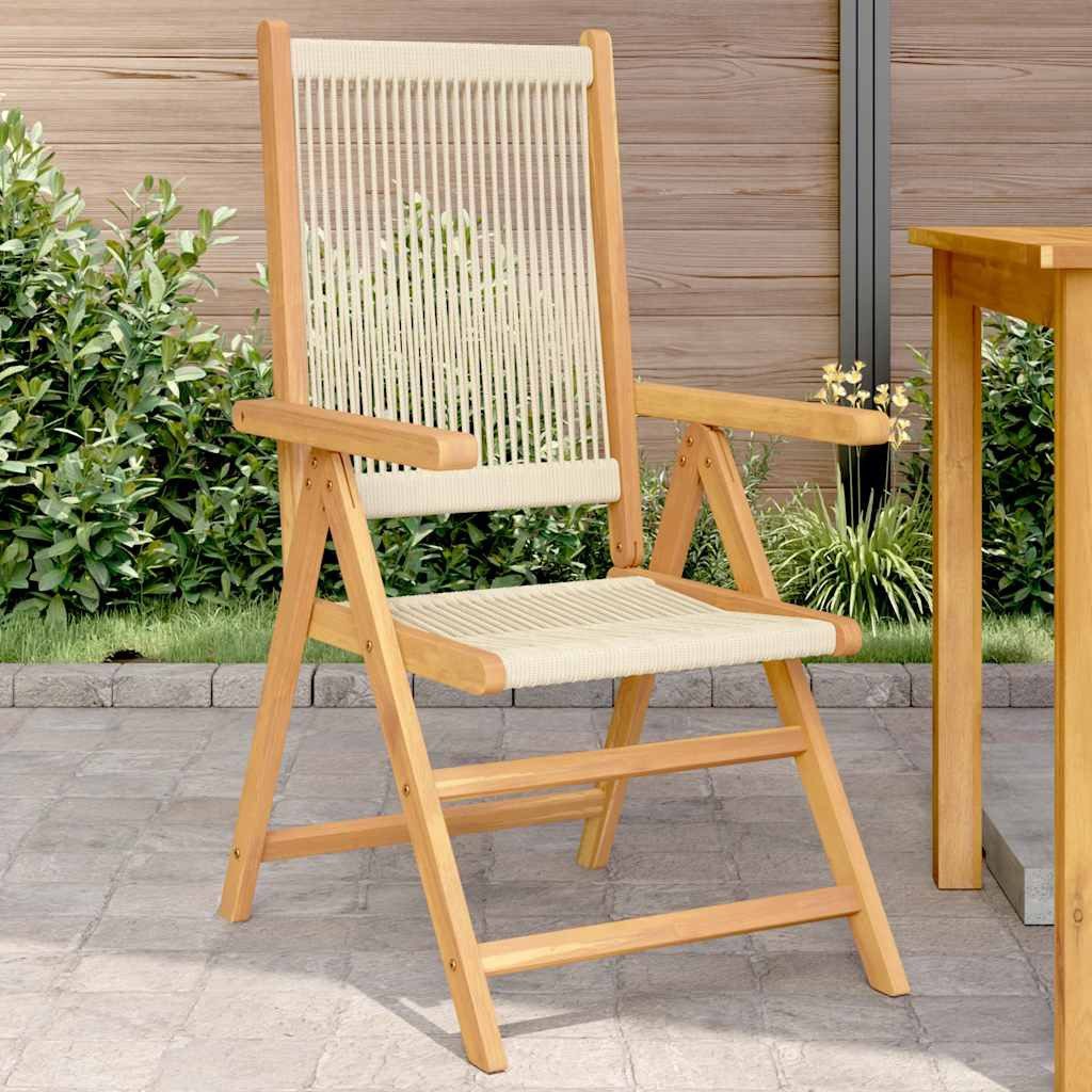 vidaXL Gartenstuhl Klappstühle, 2 Stück, beige, Massivholz und Polypropylen (2 St)
