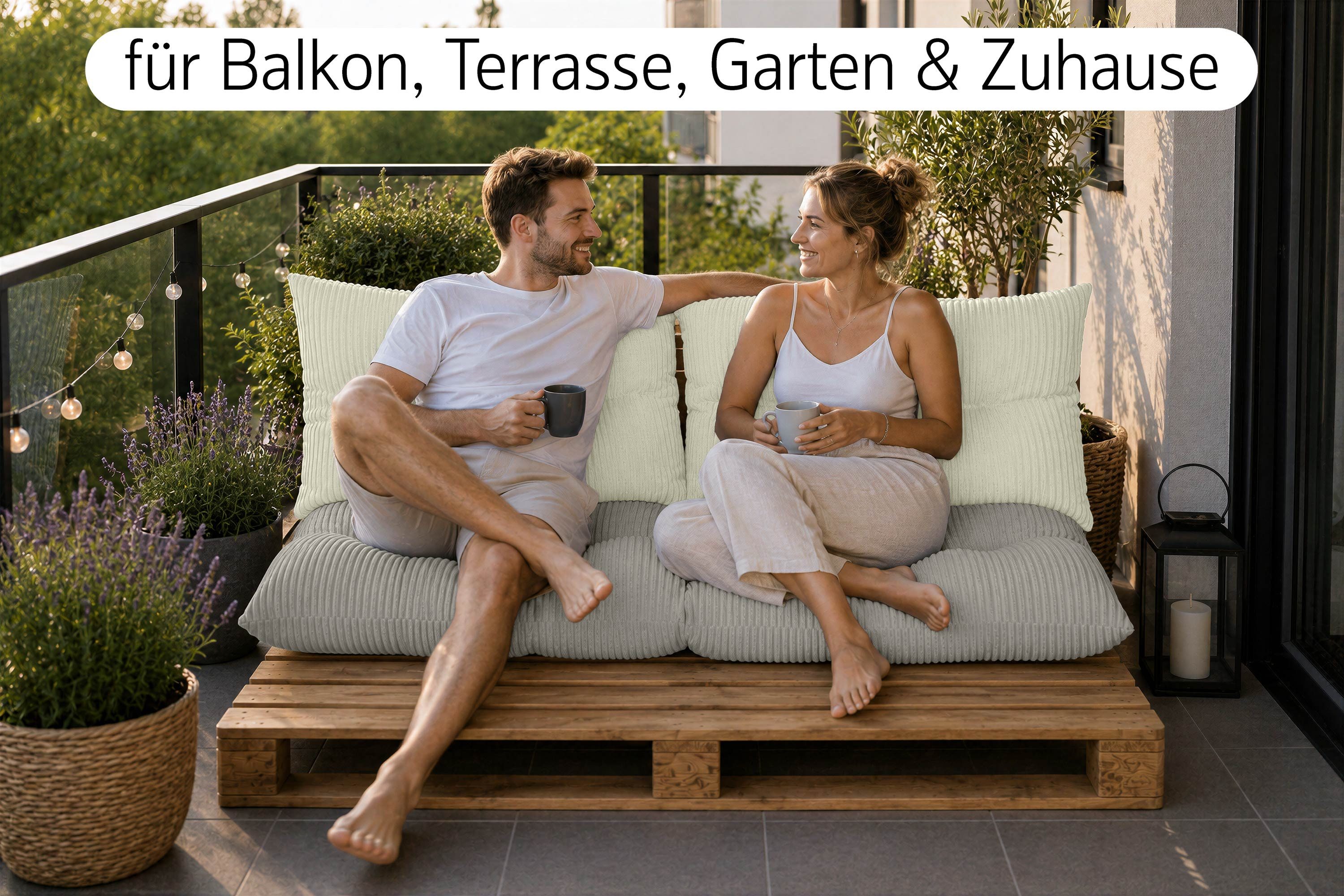 Amilian Palettenkissen Set 3-teilig Palettenauflagen für Europaletten, Balkon, Terrasse, Sitzkissen 120x60 cm + 2x Kissen 40x60 cm