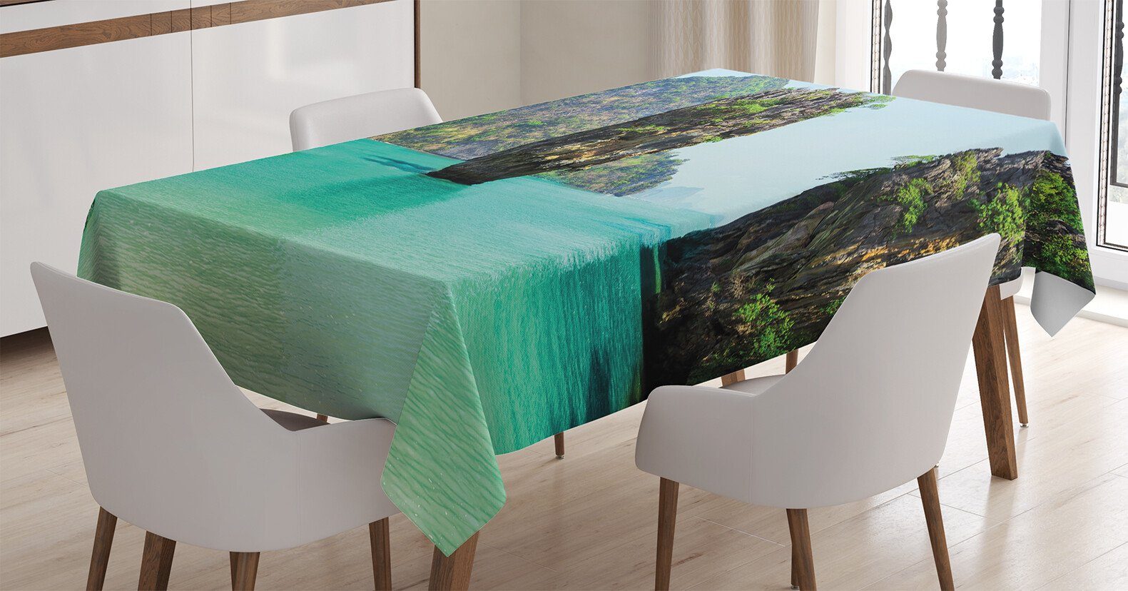 Abakuhaus Tischdecke Farbfest Waschbar Für den Außen Bereich geeignet Klare Farben, Tropisch Strand Cruising Reise | Tischdecken