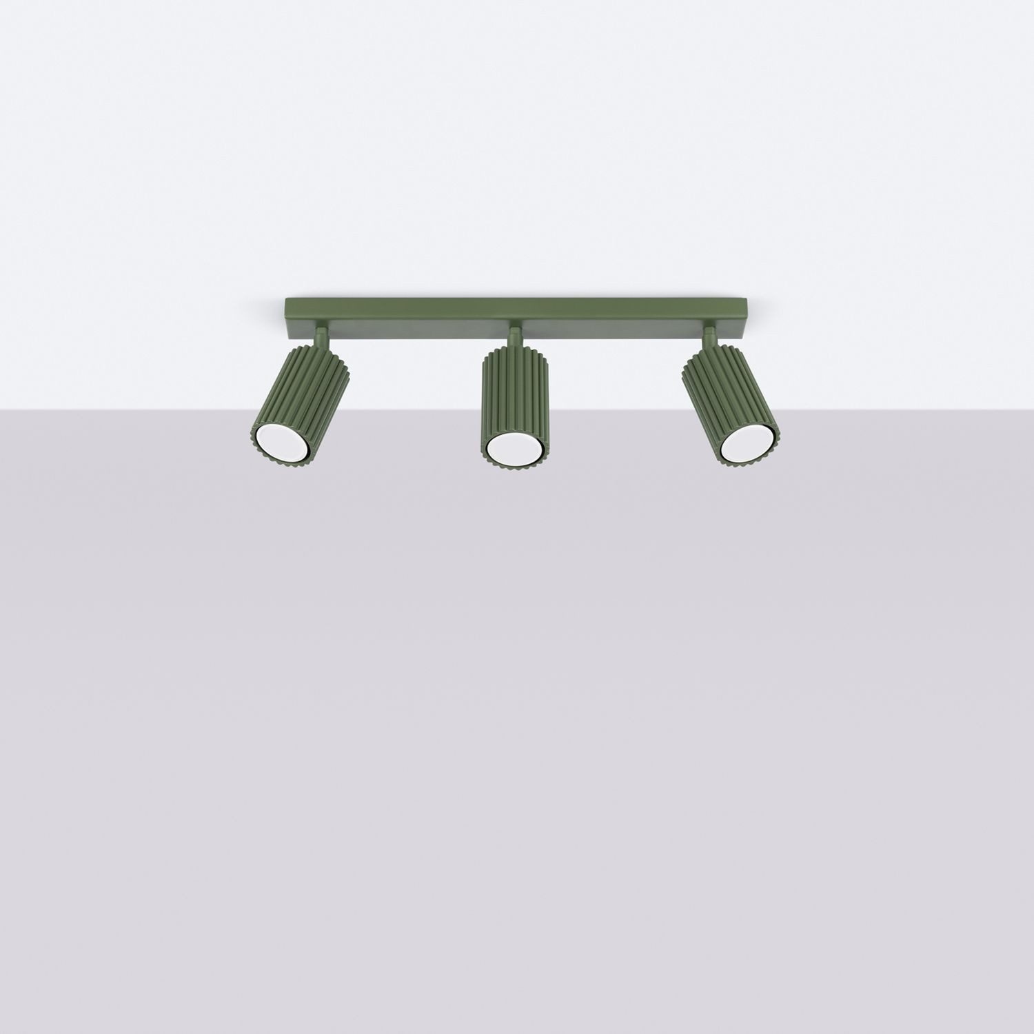 Licht-Erlebnisse Deckenstrahler BERTA, ohne Leuchtmittel, Grün Aluminium verstellbar GU10 3-flammig L:45 cm Spot Modern