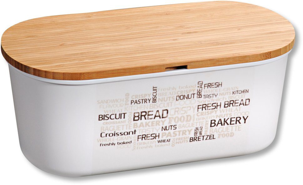 KESPER for kitchen & home Brotkasten, Bambus, Kunststoff, (1-tlg), mit Deckel als Schneidbrett creme/natur