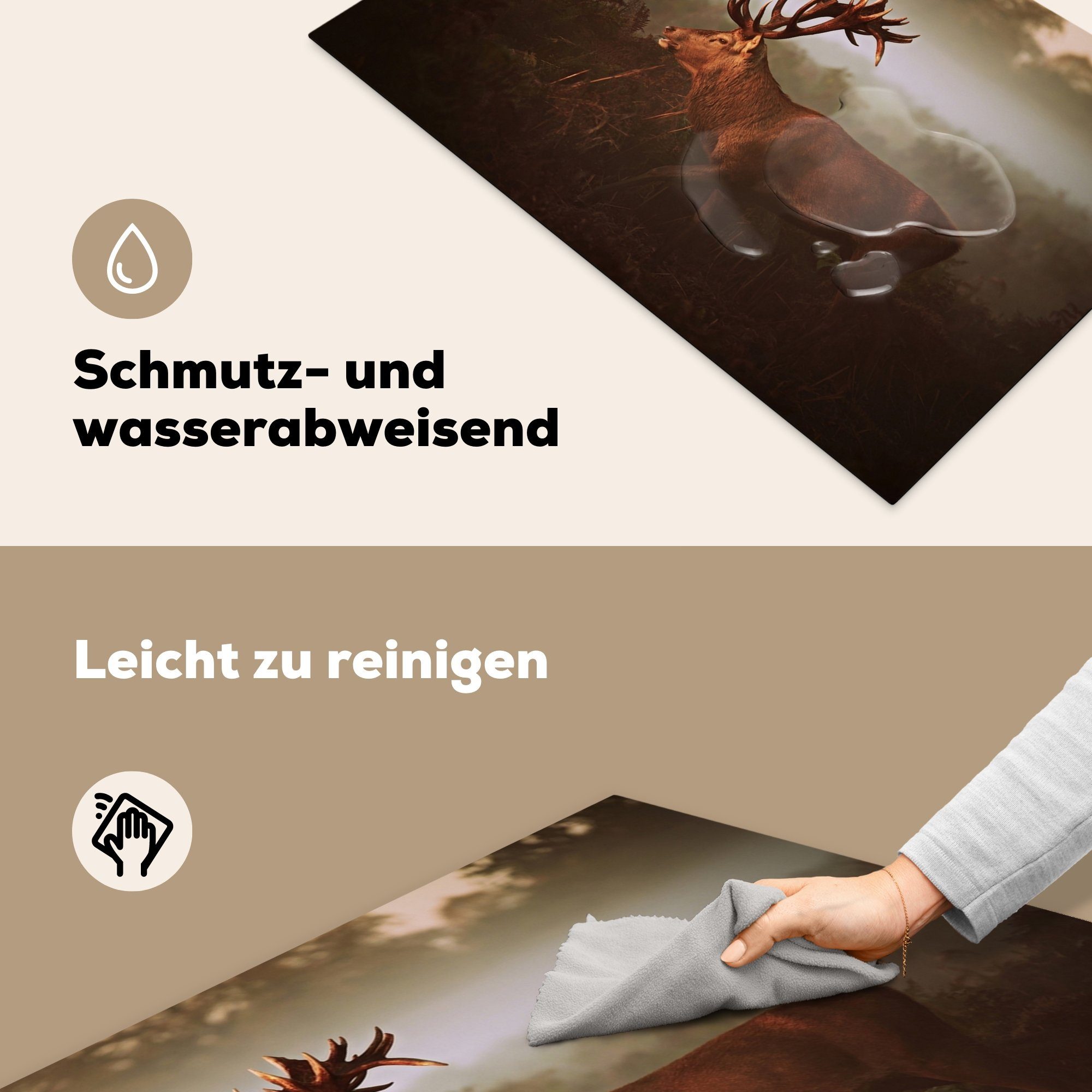 tlg), die Schutz Hirsche Induktionskochfeld - cm, MuchoWow Herdblende-/Abdeckplatte für Nebel, - 81x52 Ceranfeldabdeckung Vinyl, Wald (1 küche,