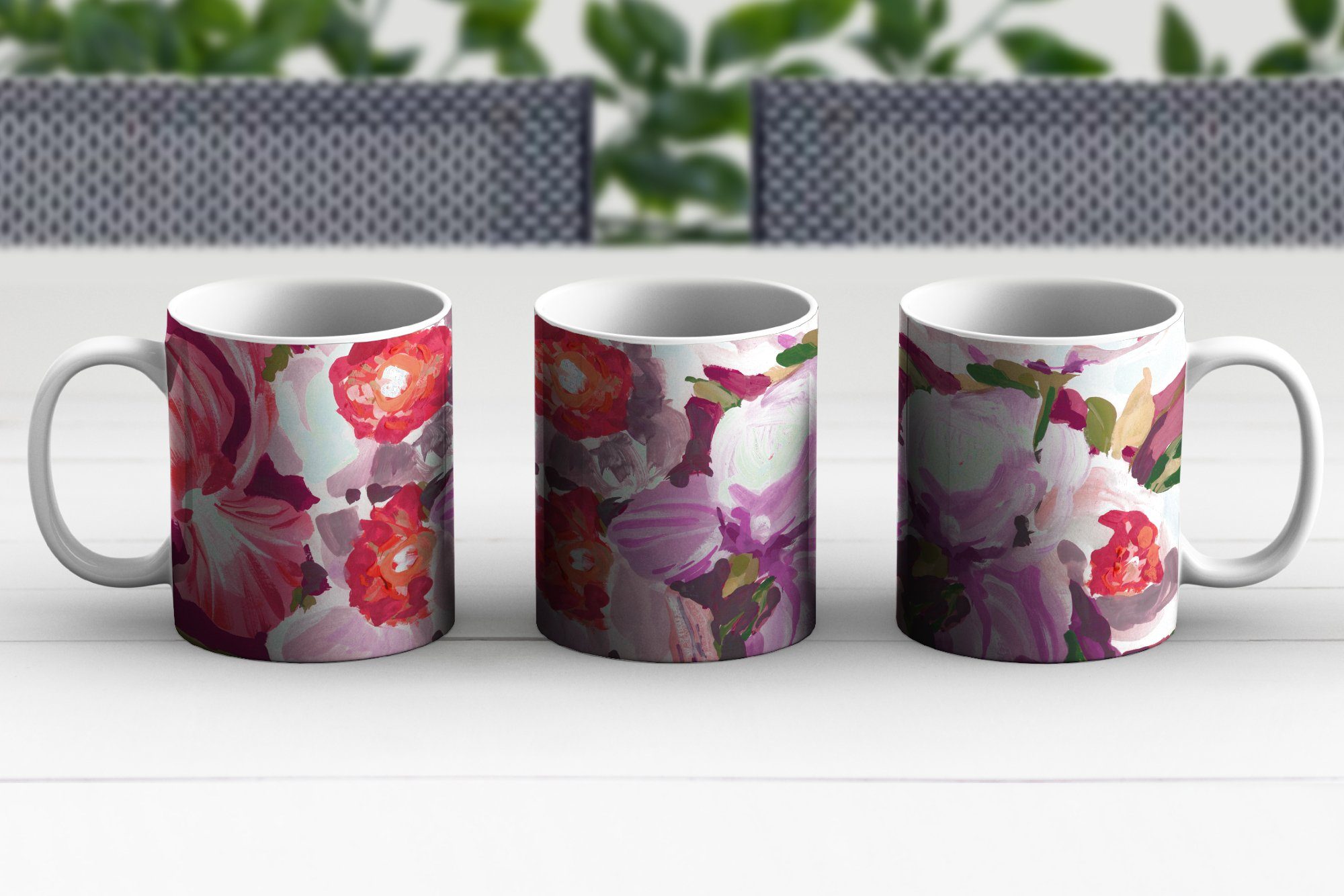 MuchoWow Tasse Rosa - Blumen Becher, - Orchidee Botanisch, Kaffeetassen, - Geschenk Keramik, Teetasse, Teetasse
