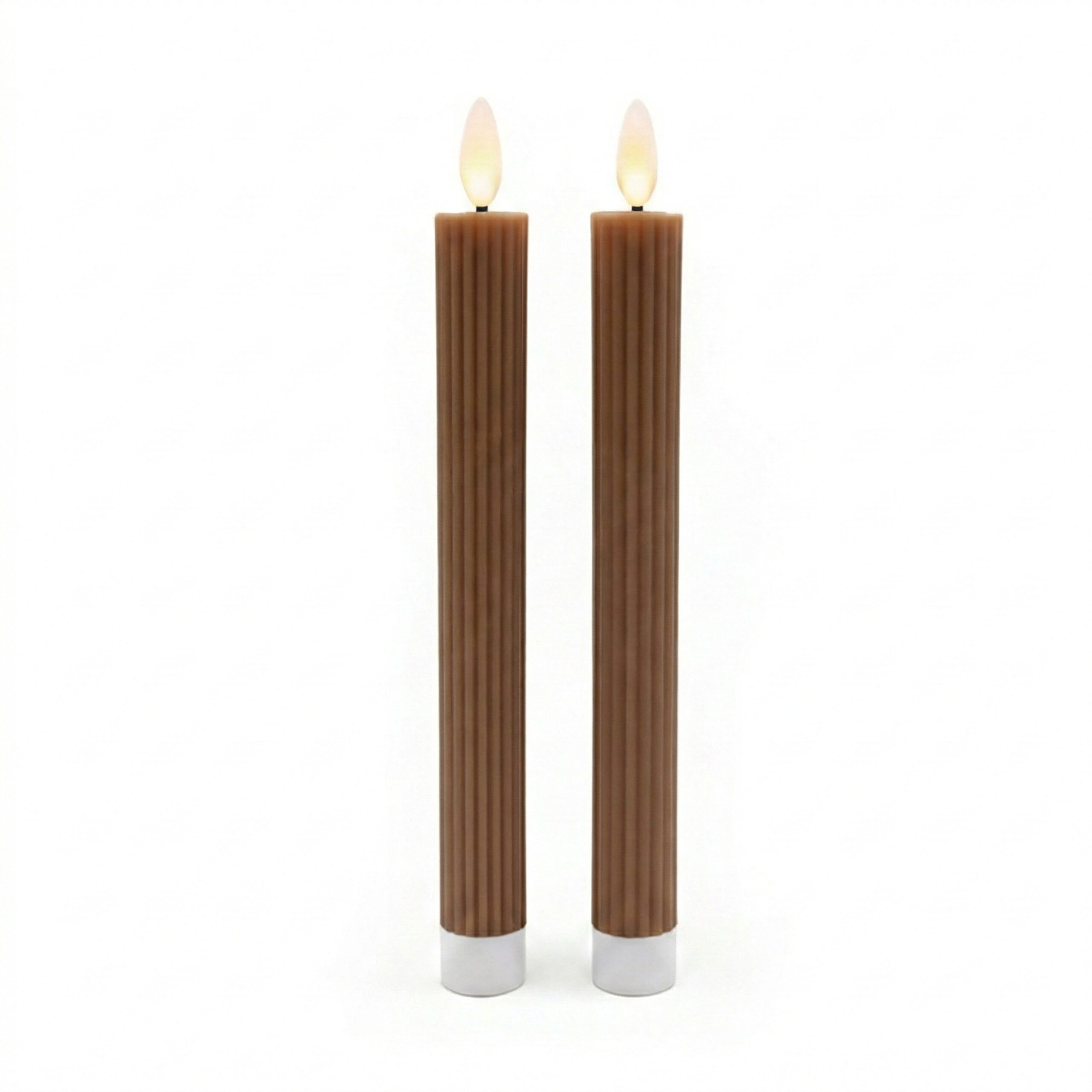 relaxdays LED-Kerze LED Stabkerzen 2er Set, Timerfunktion, LED, Warmweiß, Coffee