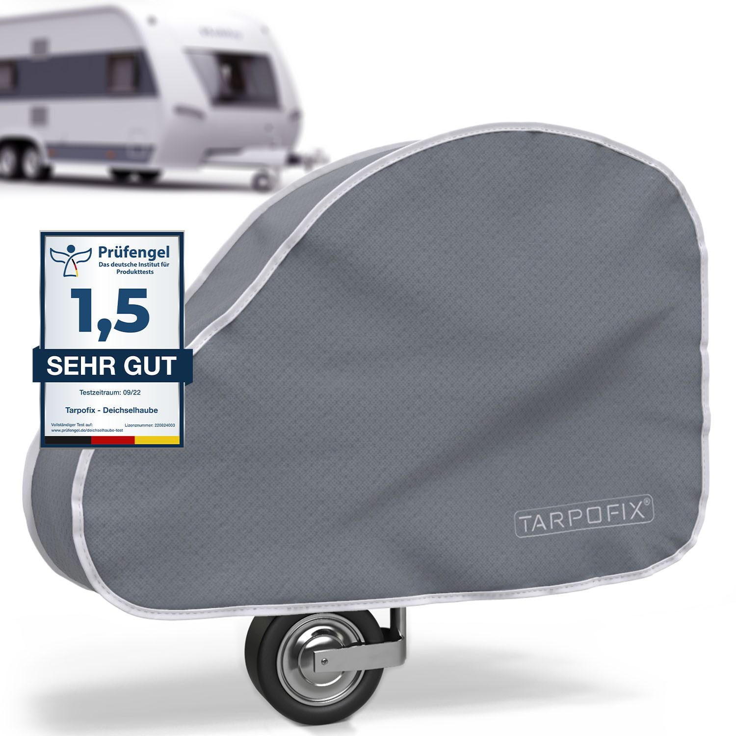 Tarpofix® Schutzplane Deichselabdeckung Anhänger 92x15x58 cm (Deichselhaube Wohnwagen), wasserdicht, UV-beständig