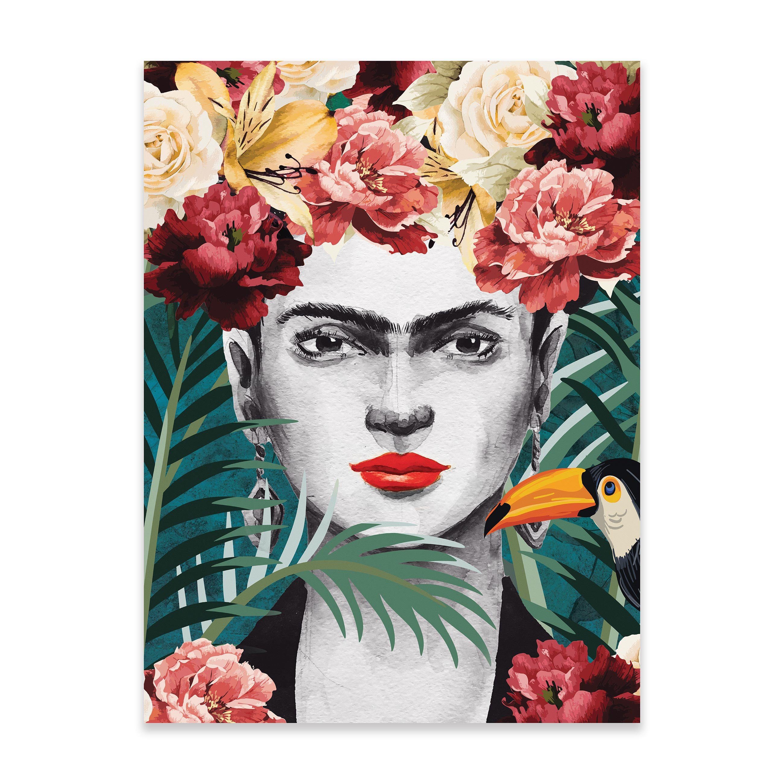 Wallarena Плакат Frau Frida Kahlo Wohnzimmer Schlafzimmer Kunstdruck Wandbild XXL, Abstrakt (OHNE RAHMEN PREMIUM POSTER, 1 St), Größen zur Auswahl: 30x40 cm / 50x70 cm / 70x100 cm