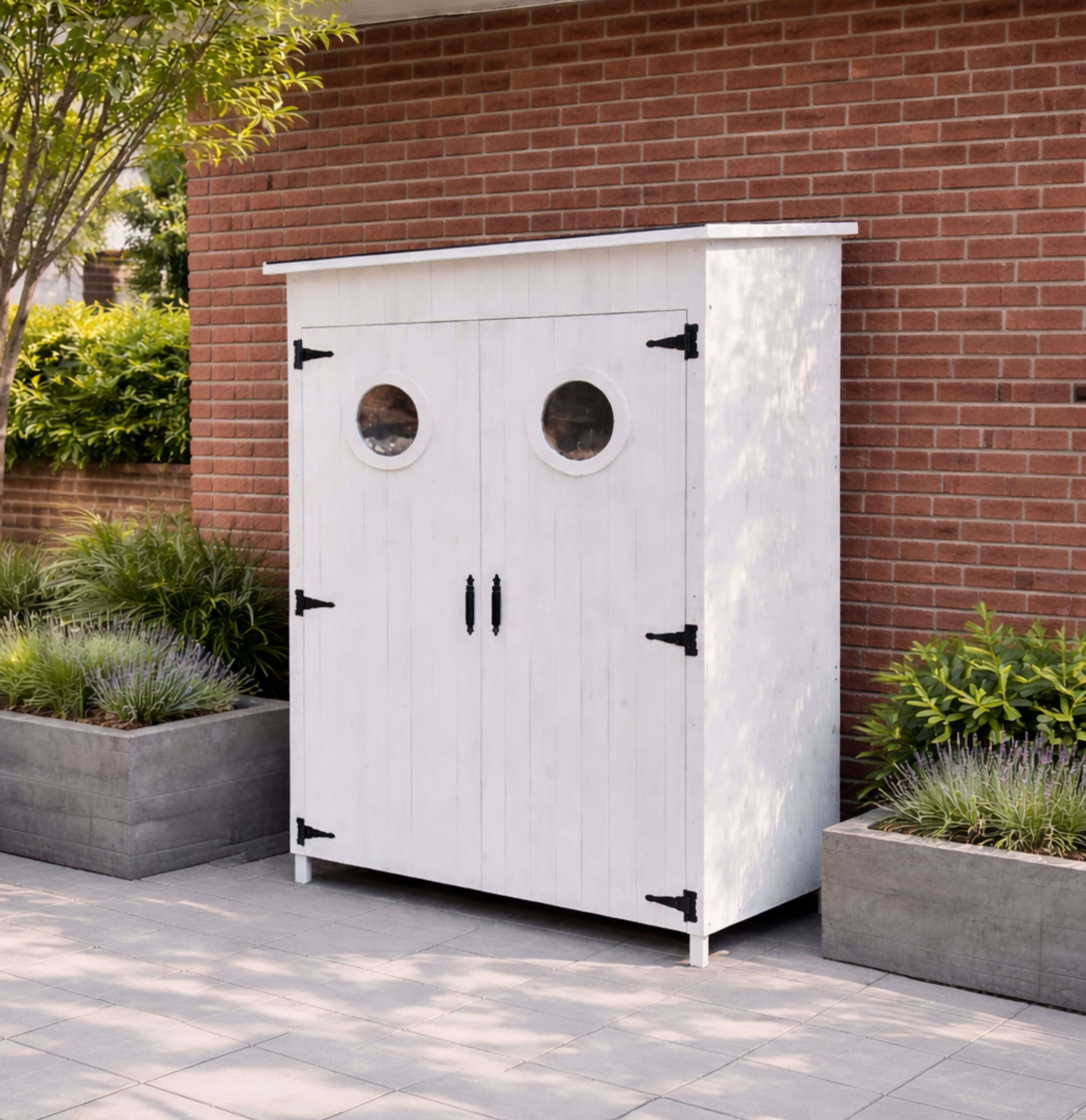 Leco Garten-Geräteschrank Gartenschrank Aufbewahrungsschrank Mehrzweckschrank Schrank TONI, BxT: 118x70 cm, Tannenholz