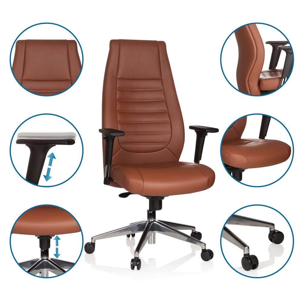 Drehstuhl Kunstleder, hjh Chefsessel Braun VITORO Bürostuhl OFFICE Chefsessel ergonomisch Profi