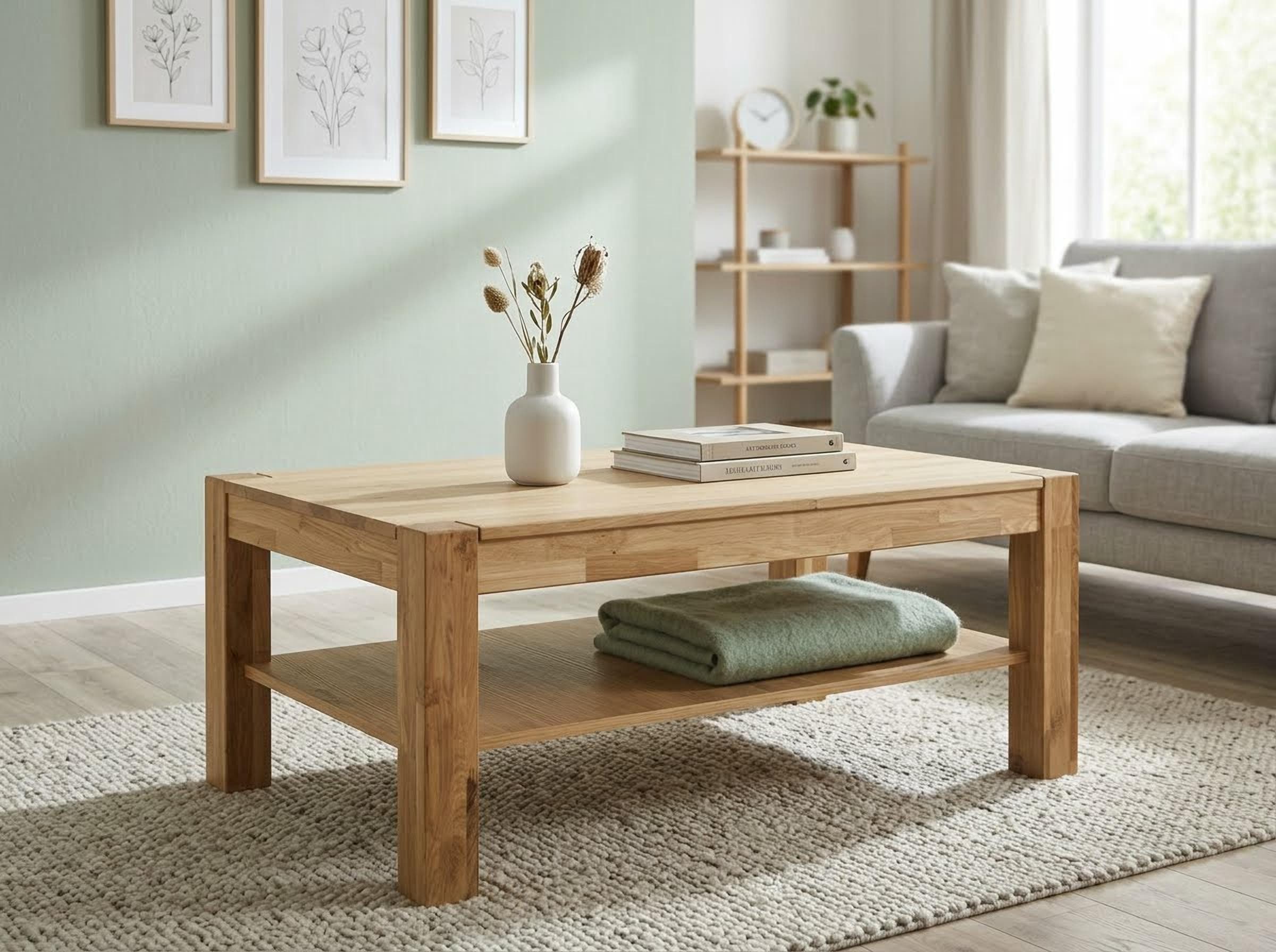 VOGL Möbelfabrik Couchtisch Toronto, in 2 Größen, mit Ablageboden, teilmassiv, Höhe 46 cm, Made in Germany