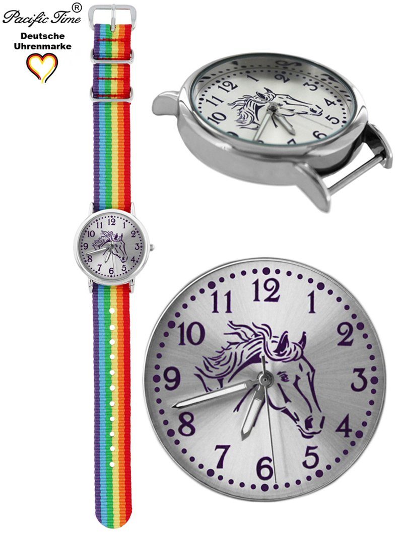 Pacific Time Quarzuhr Kinder Armbanduhr Pferd violett Wechselarmband, Mix und Match Design - Gratis Versand – Bild 3 von 5