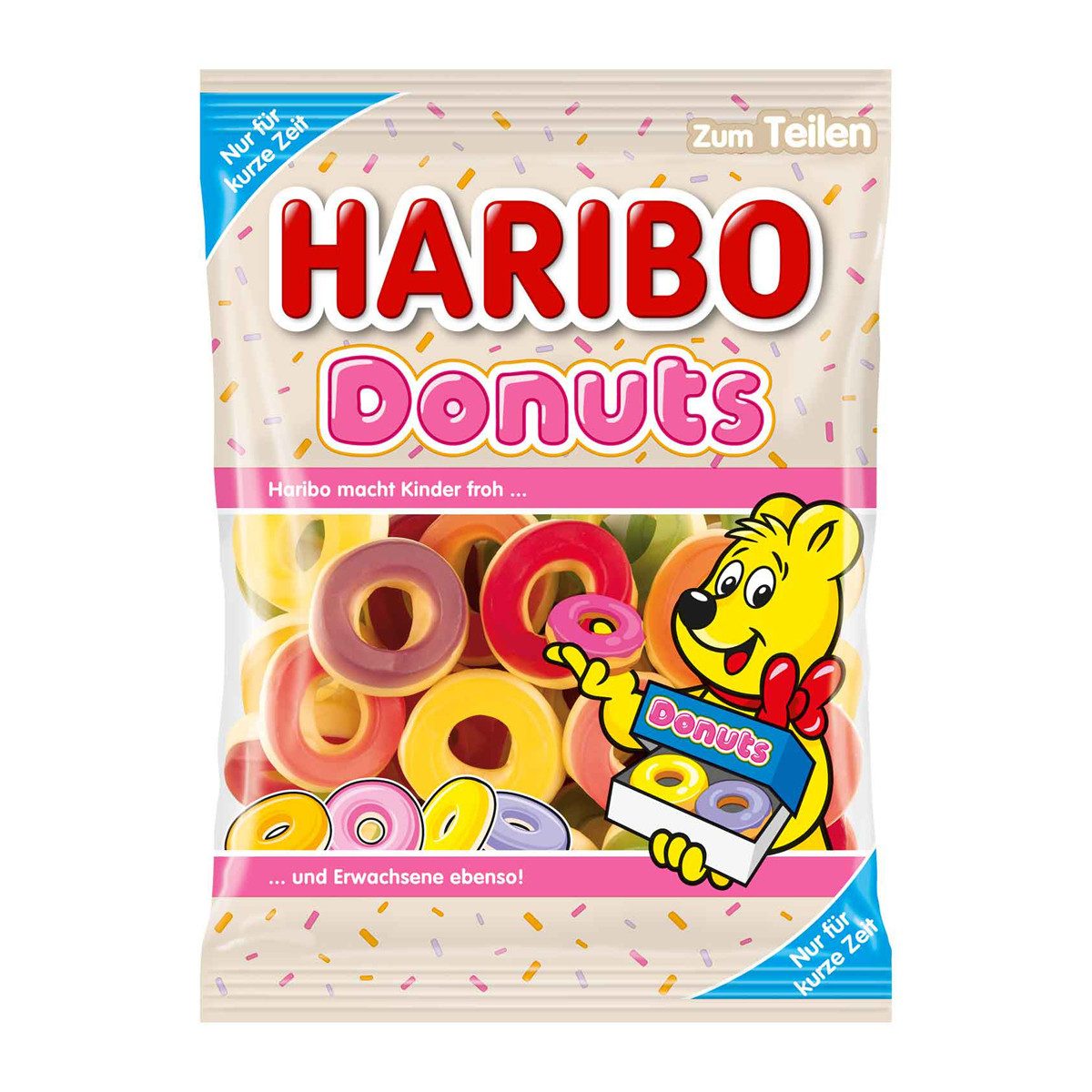 HARIBO Süßigkeit, Haribo Donuts bunte leckere Fruchtgummi Schaumzucker Mischung 175g