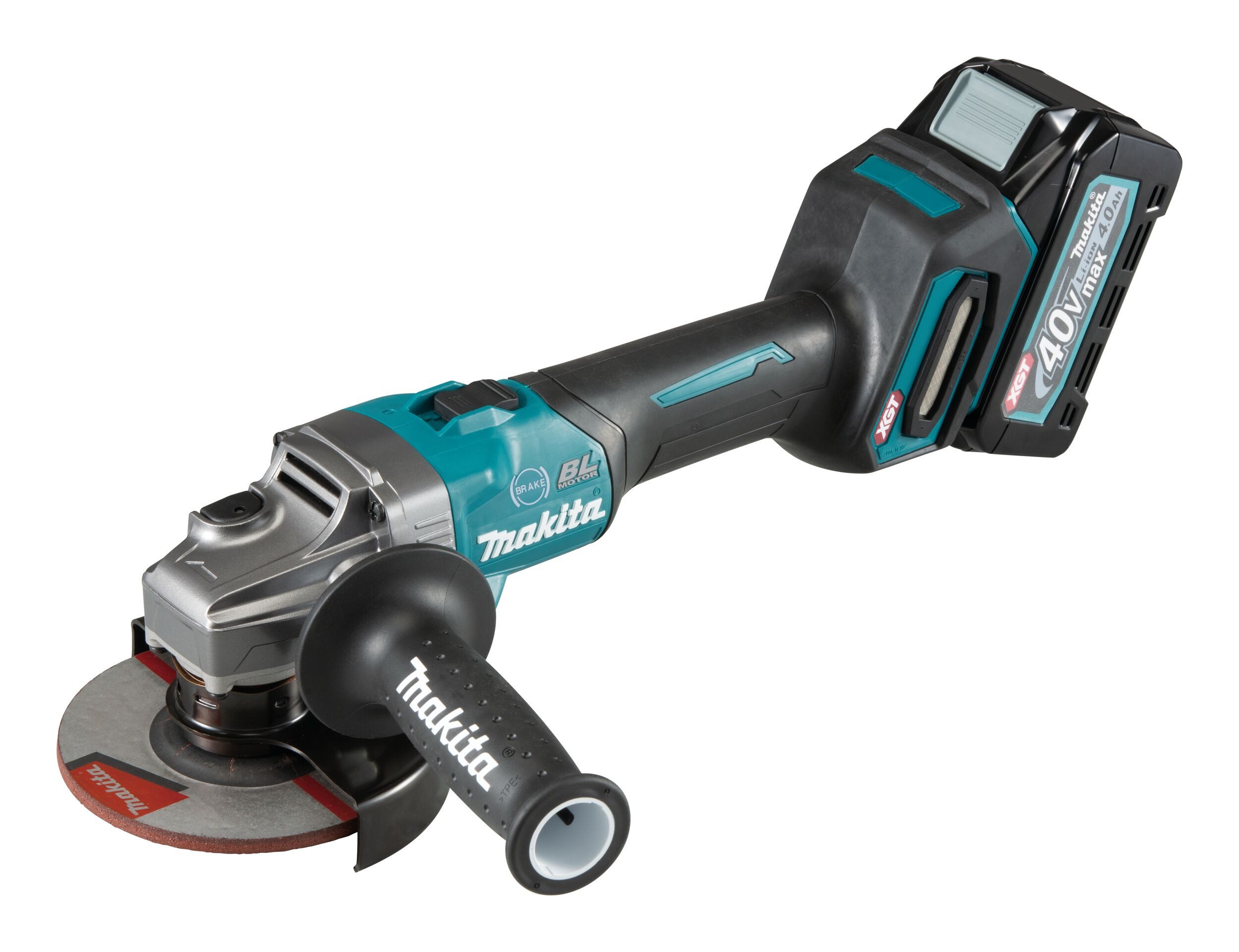 Makita Akku-Winkelschleifer, max. 8500 U/min, XGT, GA005GM201, 40V, 125 mm, 2 x 4 Ah Li-Ion in MAKPAC 4