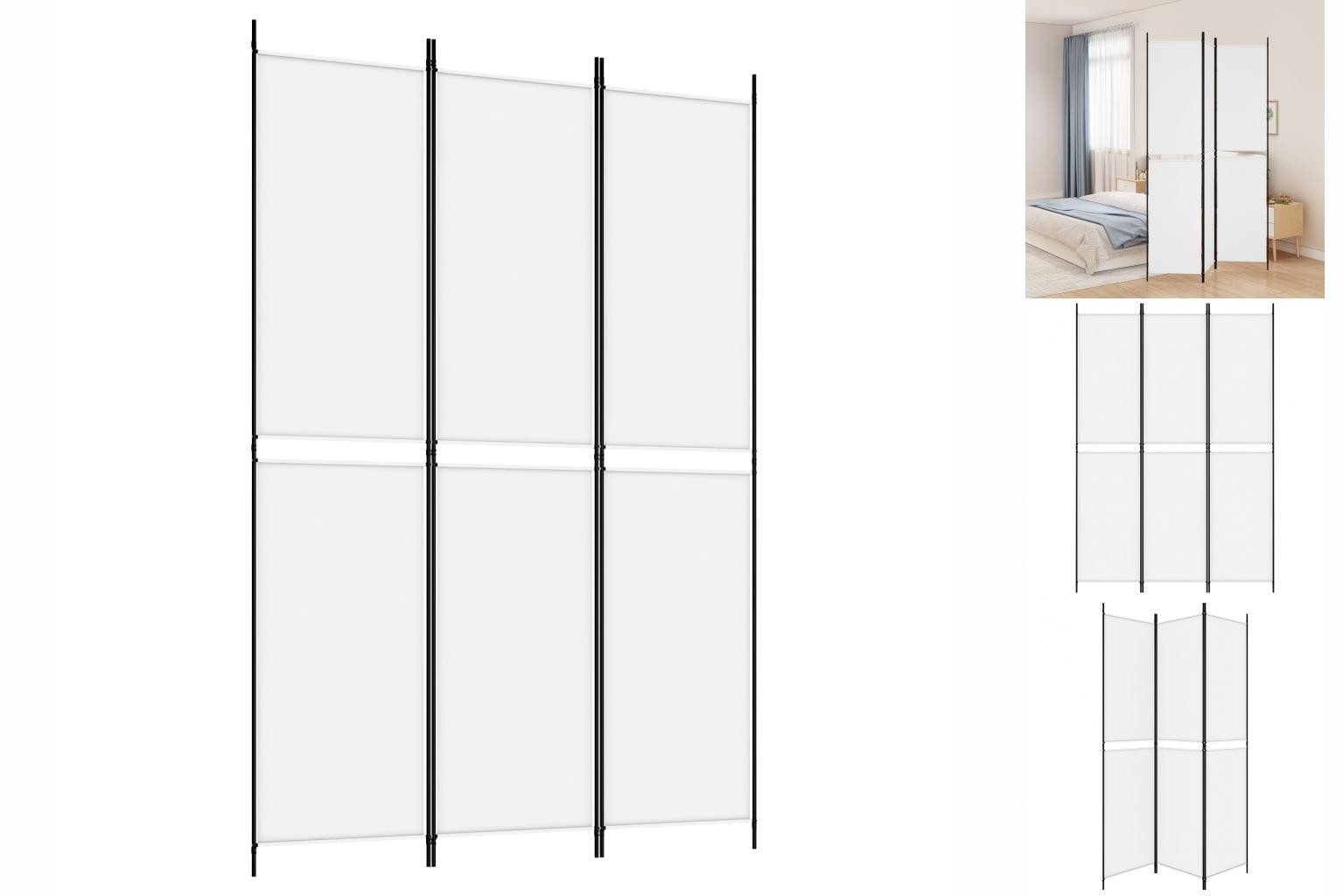 vidaXL Paravent 3-tlg Paravent Weiß 150x220 cm Stoff Spanische Wand Raumteiler