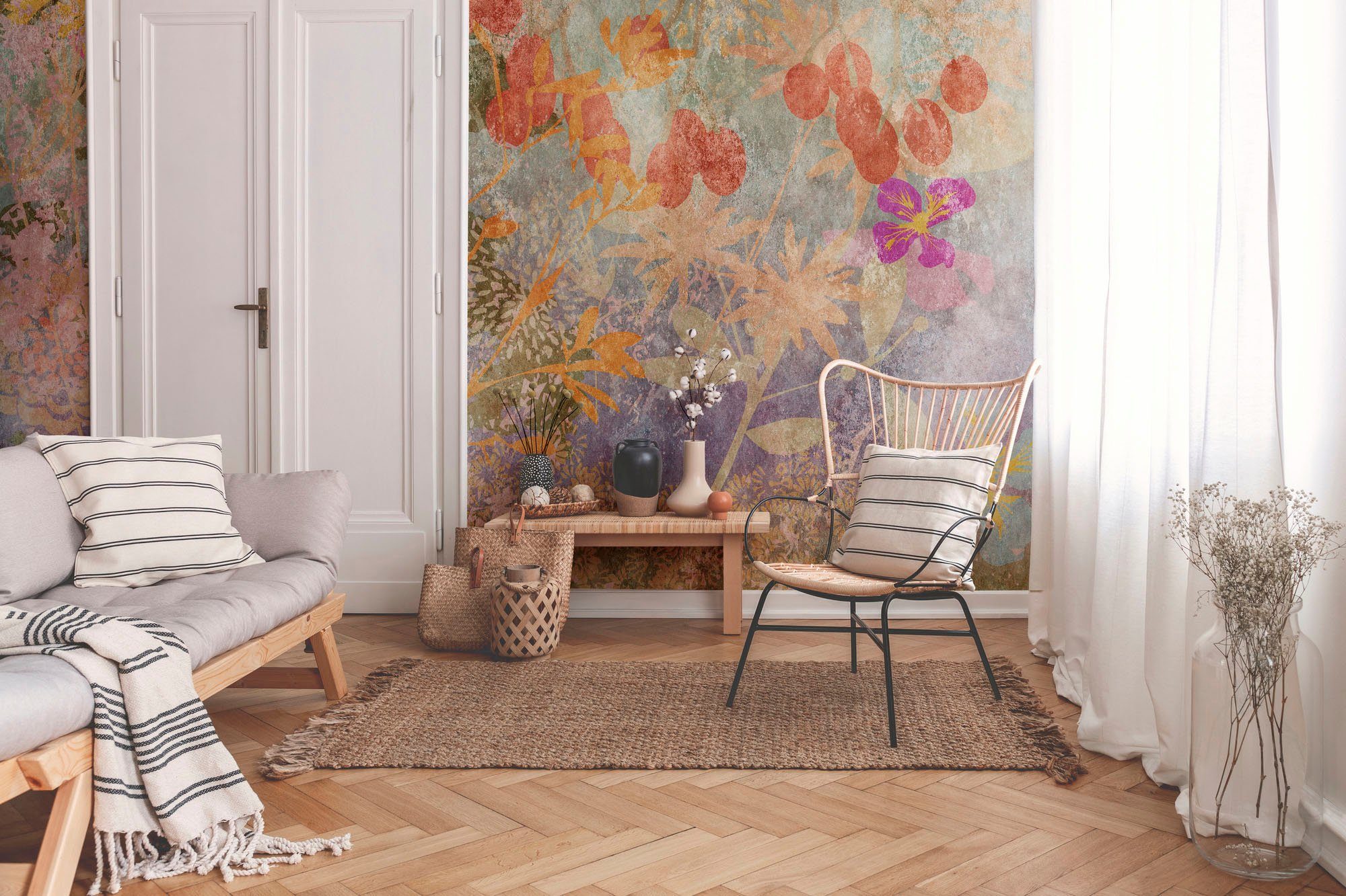 living walls Fototapete The Wall, glatt, bedruckt, abstrakt, Motiv, Fototapete Blume Tapete Abstrakt Tapeten Wohnzimmer Design Wandtapete