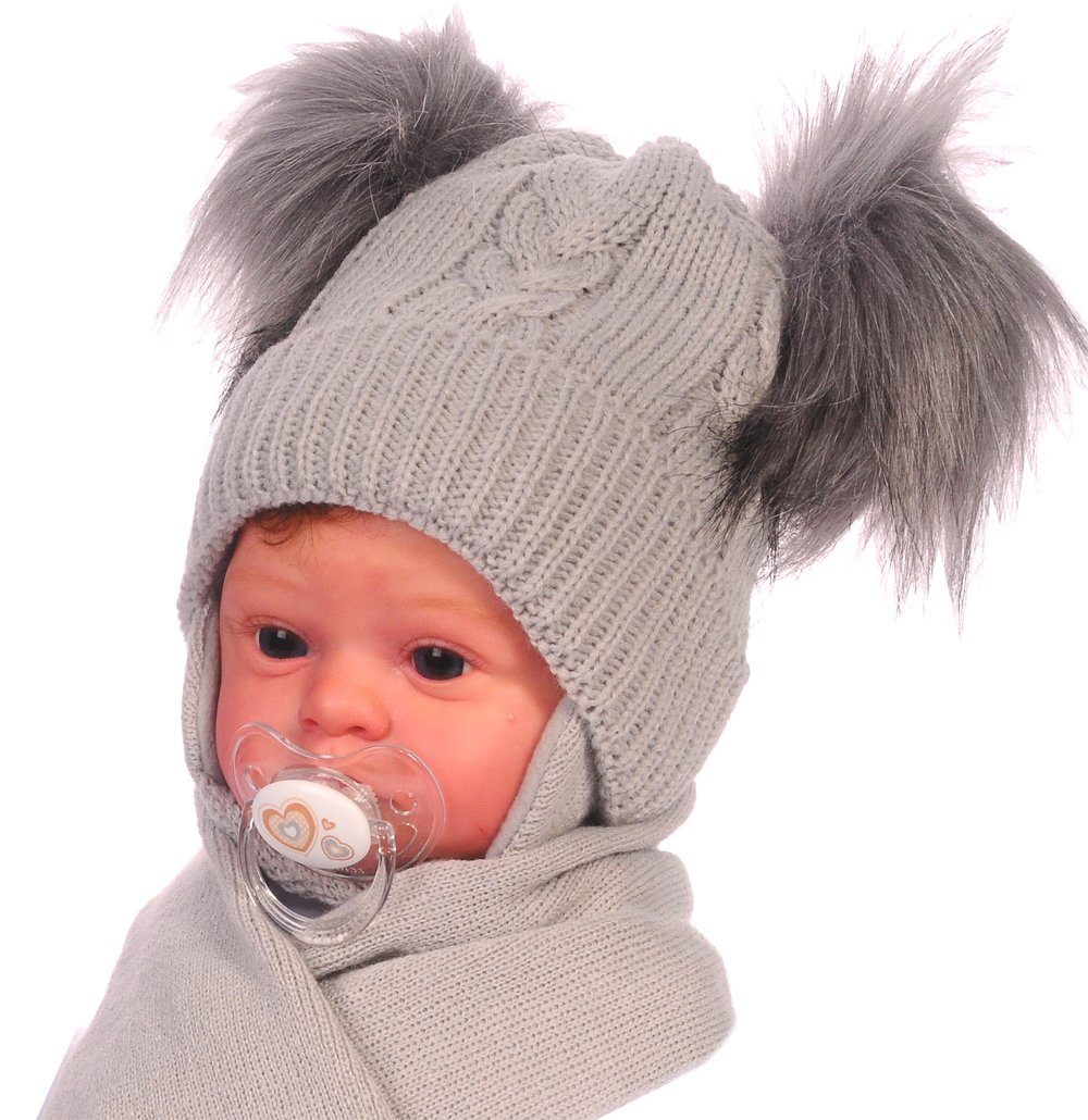 La Bortini Schal Mütze Schal und Mütze 0-4Monate Neugeborene gefüttert & warm für