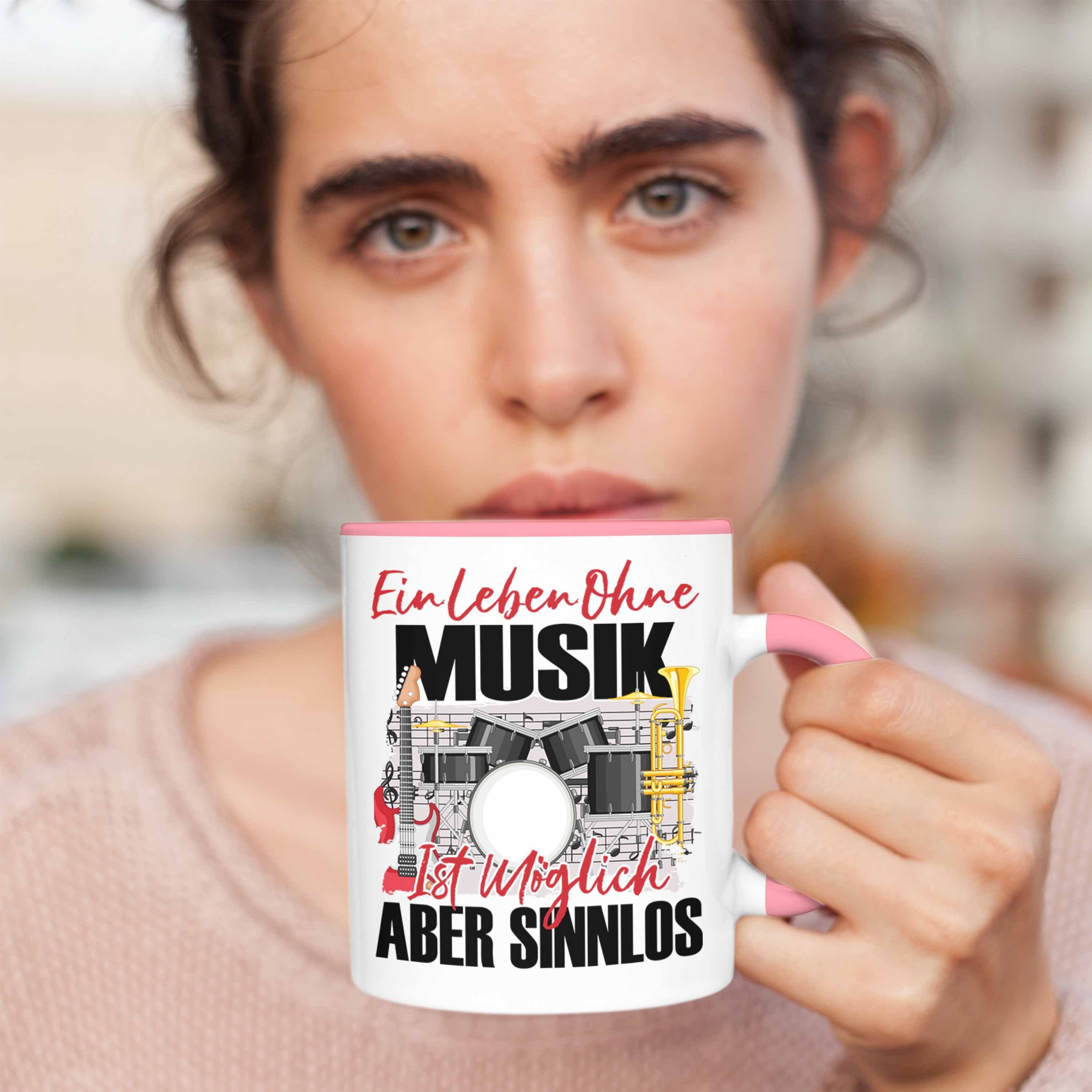 Trendation Tasse Trendation - Musiker Ein Leben Tasse Geschenk Band Geschenkidee Rosa Spruch