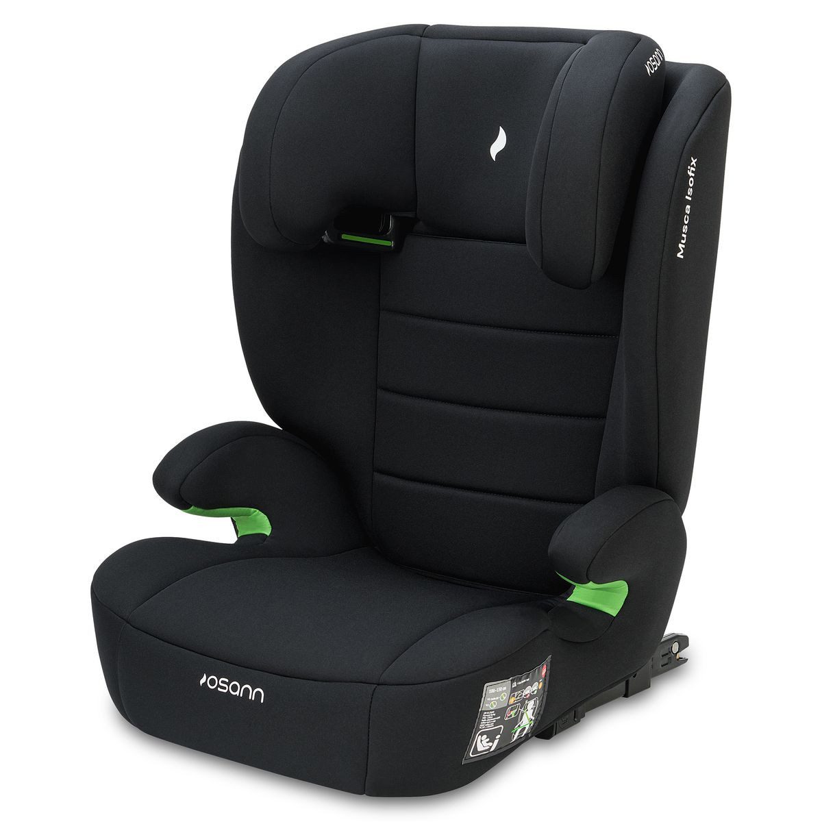 Osann Autokindersitz Musca i-Size - Black, Kinder Autositz ab 3 Jahre - 12 Jahre (100 cm - 150 cm) mit Isofix