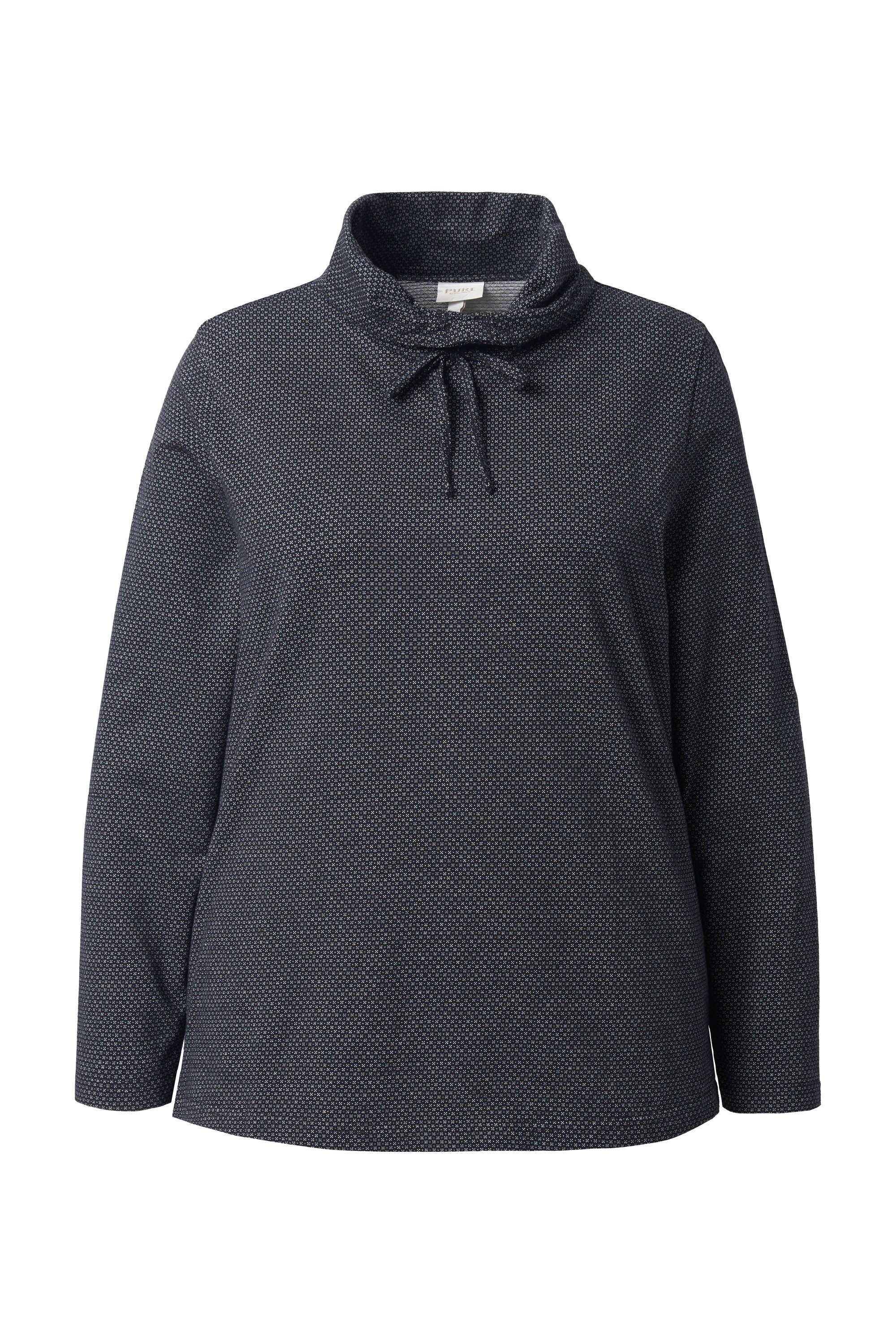 Ulla Popken Sweatshirt Sweatshirt Muster Stehkragen Langarm Biobaumwolle günstig online kaufen