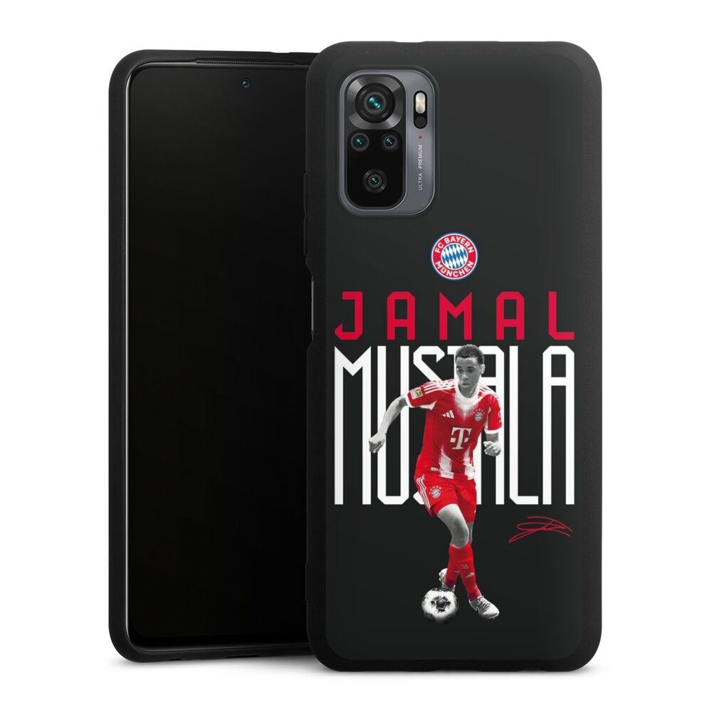 DeinDesign Handyhülle FC Bayern München Jamal Musiala Offizielles Lizenzprodukt, Xiaomi Redmi Note 10 4G Silikon Hülle Premium Case Handy Schutzhülle