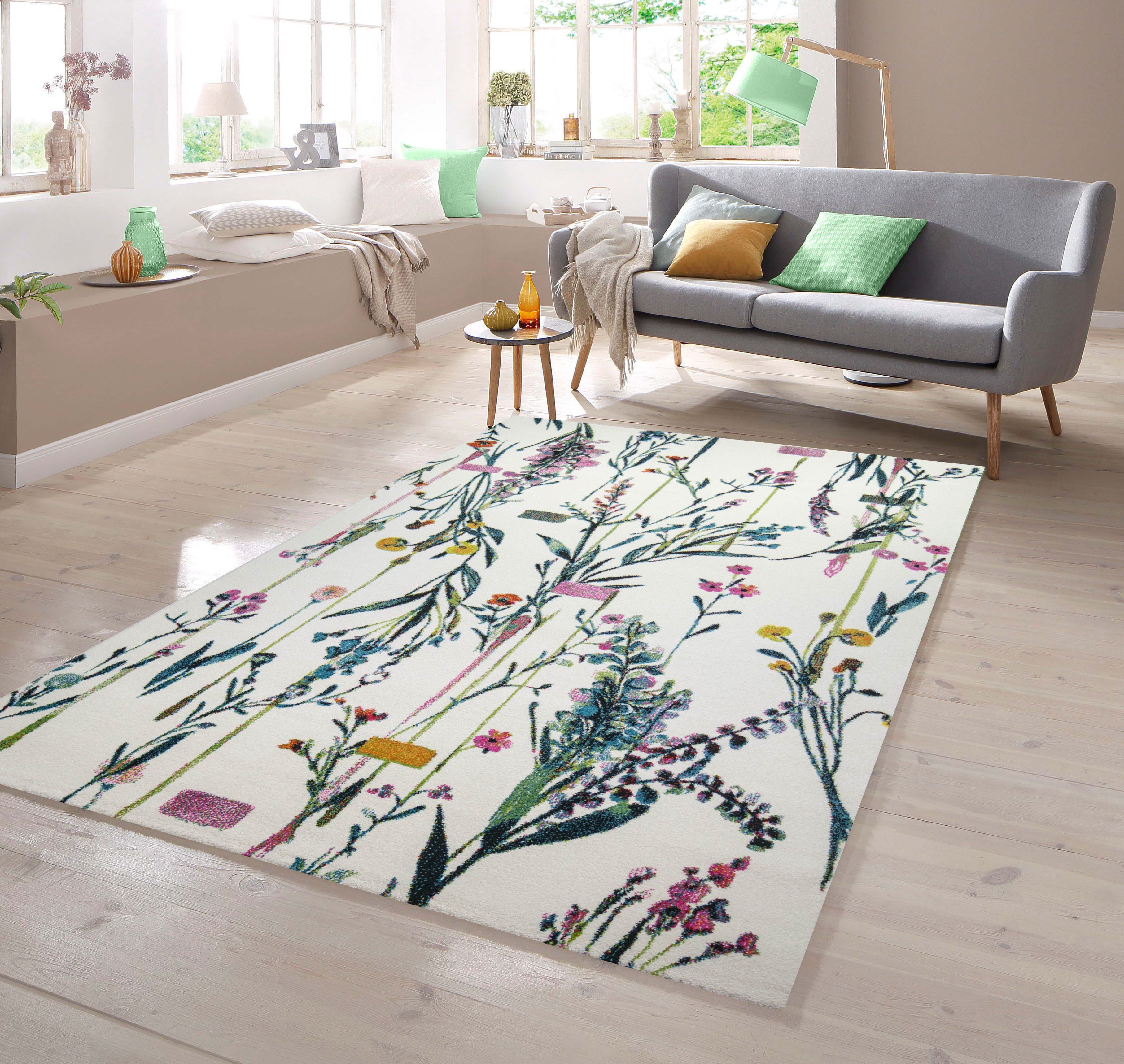 TeppichHome24 Teppich Teppich Blumenwiese in creme günstig online kaufen