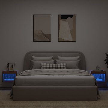 vidaXL Nachttisch Wand-Nachttische mit LED-Leuchten 2 Stk Braun Eichen-Optik