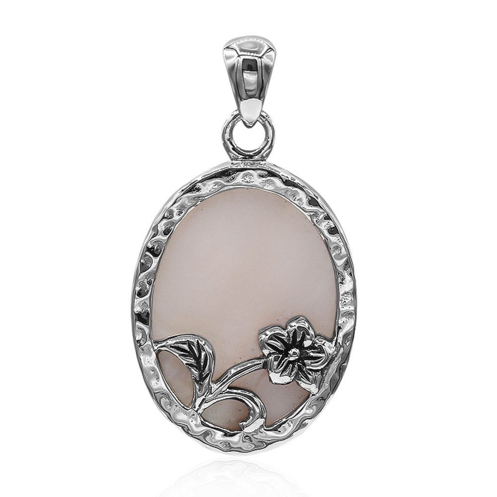 Cavill Kettenanhänger Perlmutt Silberanhänger Oval 925 Sterling Silber Damen 34x18mm (1-tlg)