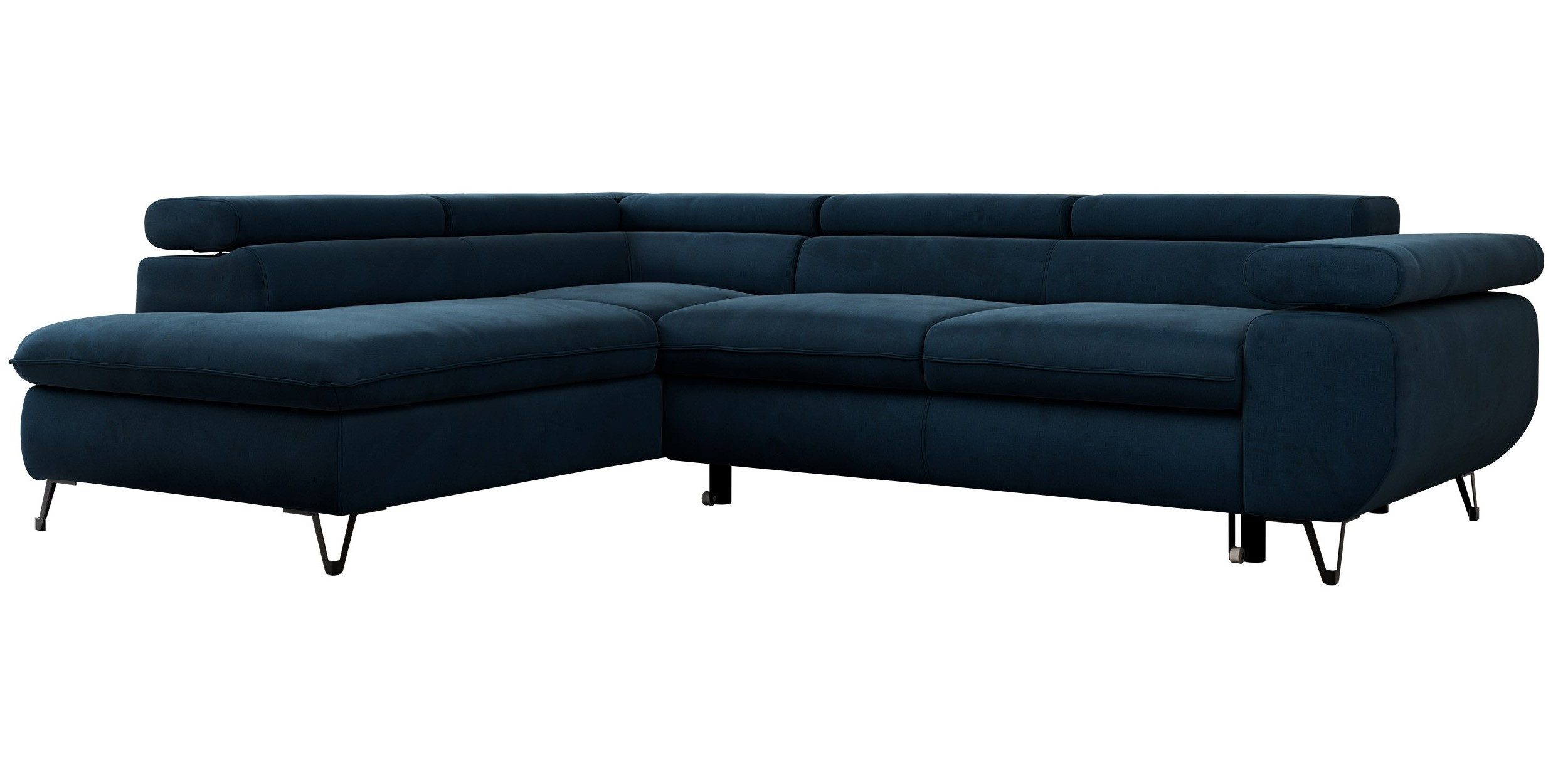 MKS MÖBEL Ecksofa PETER L, Set, Ecksofa L-form, HR35-Schaum, Wellenfederkern, Bettfunktion, Einstellbare Kopfstützen, Bettkasten