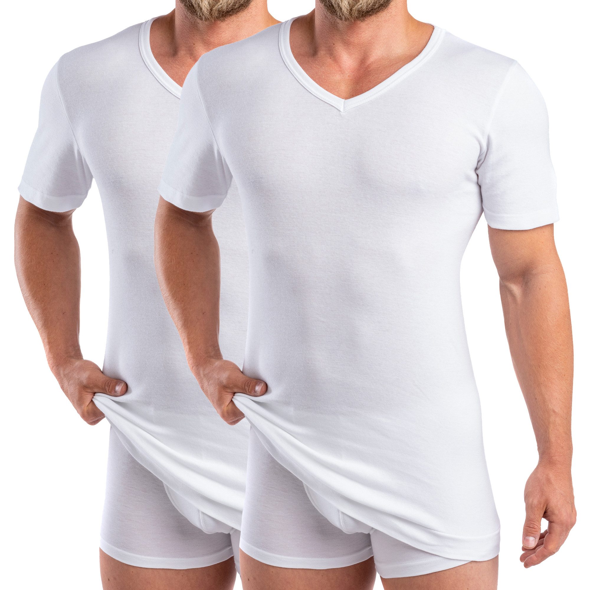 HERMKO Unterziehshirt 488710 2er Pack Extralanges Herren kurzarm Shirt +6cm günstig online kaufen