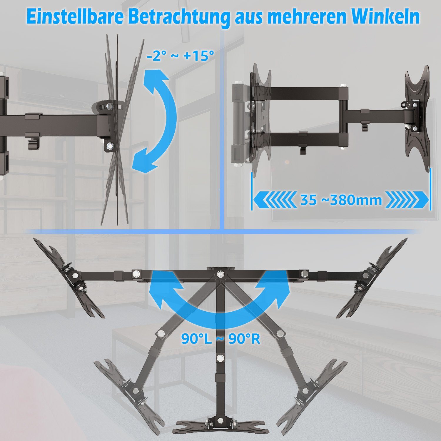 muchen TV-Wandhalterung TV Wandhalterung Schwenkbar für 55" 43" LCD LED Fernseher Halterung, (bis 55,00 Zoll, Für 55" 50" 43" 40" 32" 26" Fernseher bis zu 18kg)