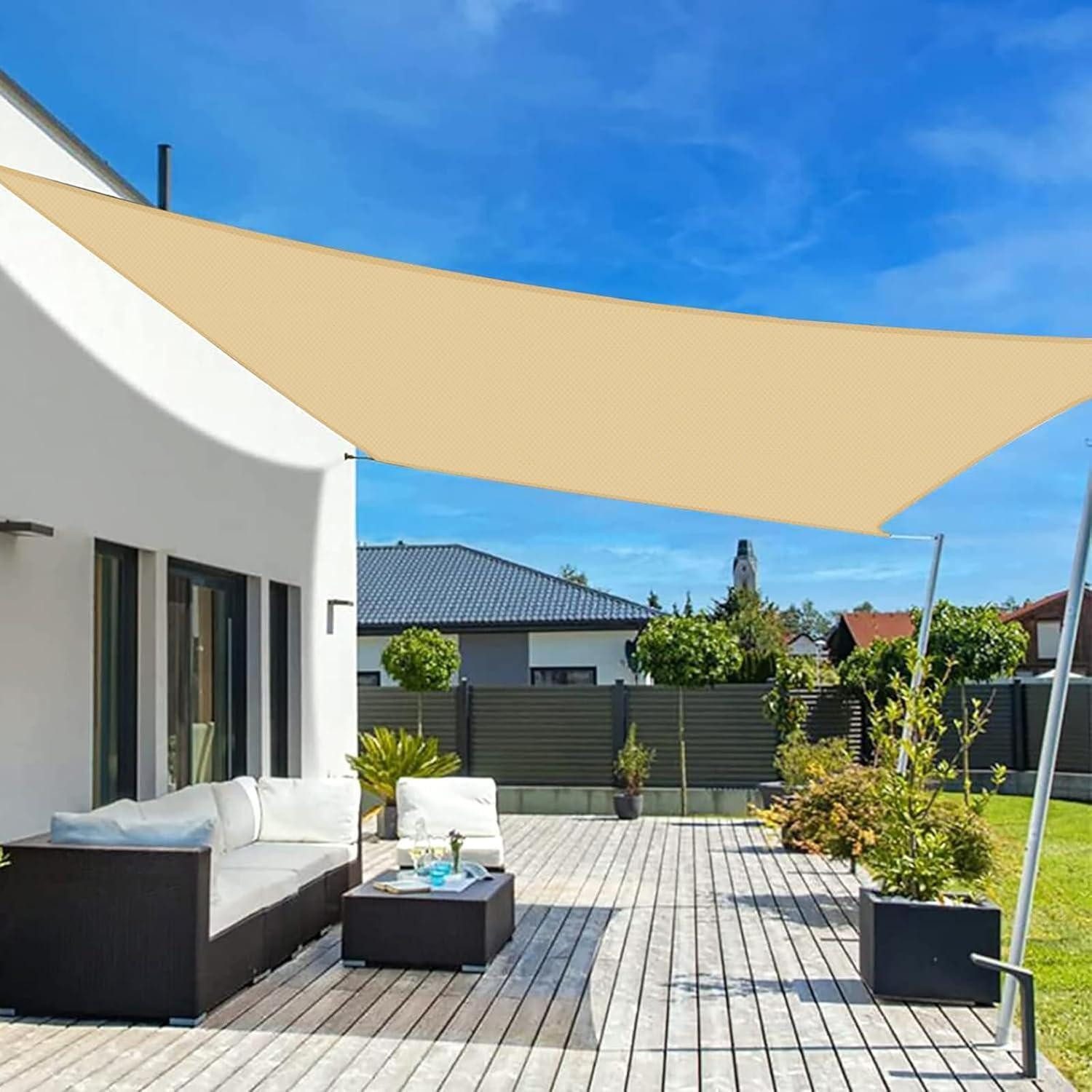 Sonnensegel Sonnensegel Wasserdicht UV Schutz Terrasse Balkon 2.5x2.5m Sandbeige