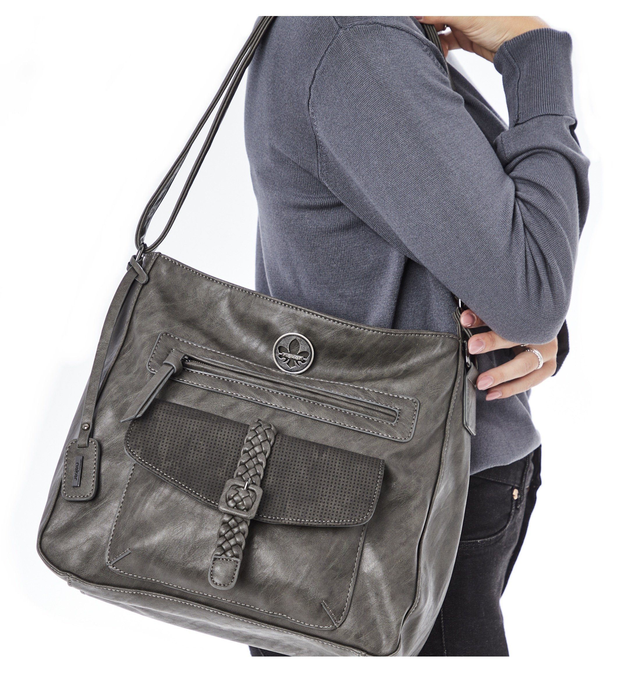 Rieker Umhängetasche Montenegro/Guana/Eagle, mit Zierschnalle und Flechtban günstig online kaufen