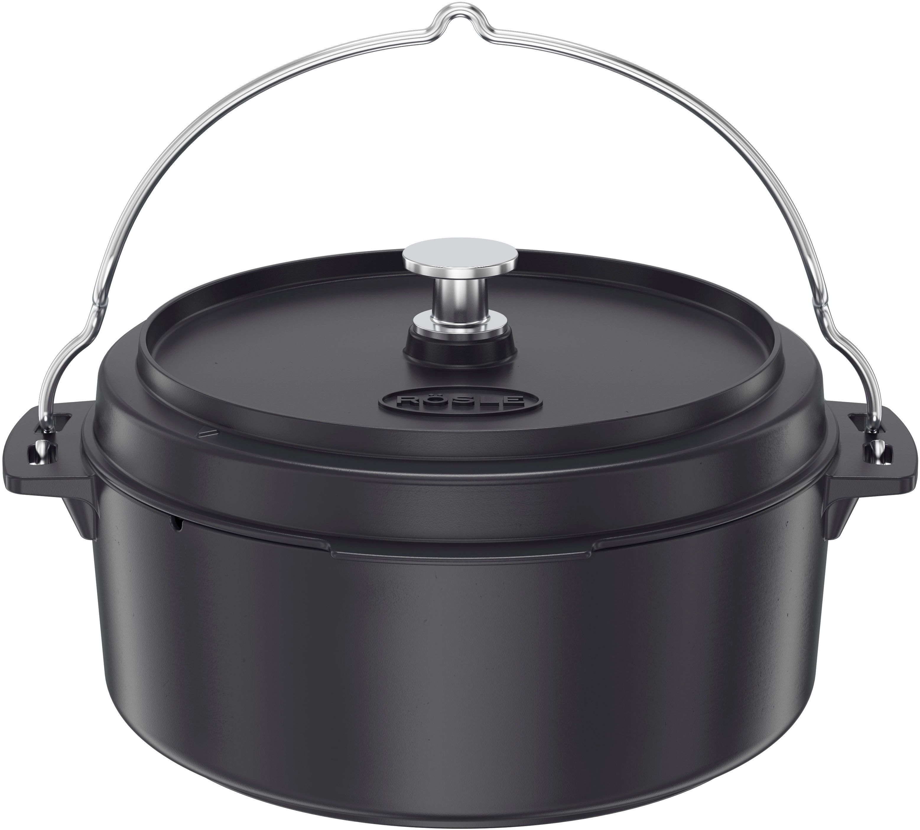 RÖSLE Grilltopf Dutch-Oven Vario, Gusseisen, Edelstahl 18/10, Ø 35 cm, 8,5 l