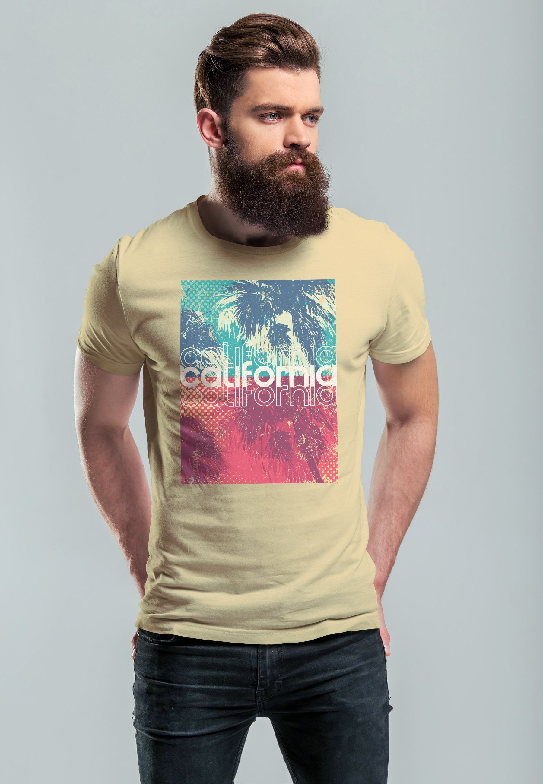 Neverless Print-Shirt Herren T-Shirt Top California günstig online kaufen