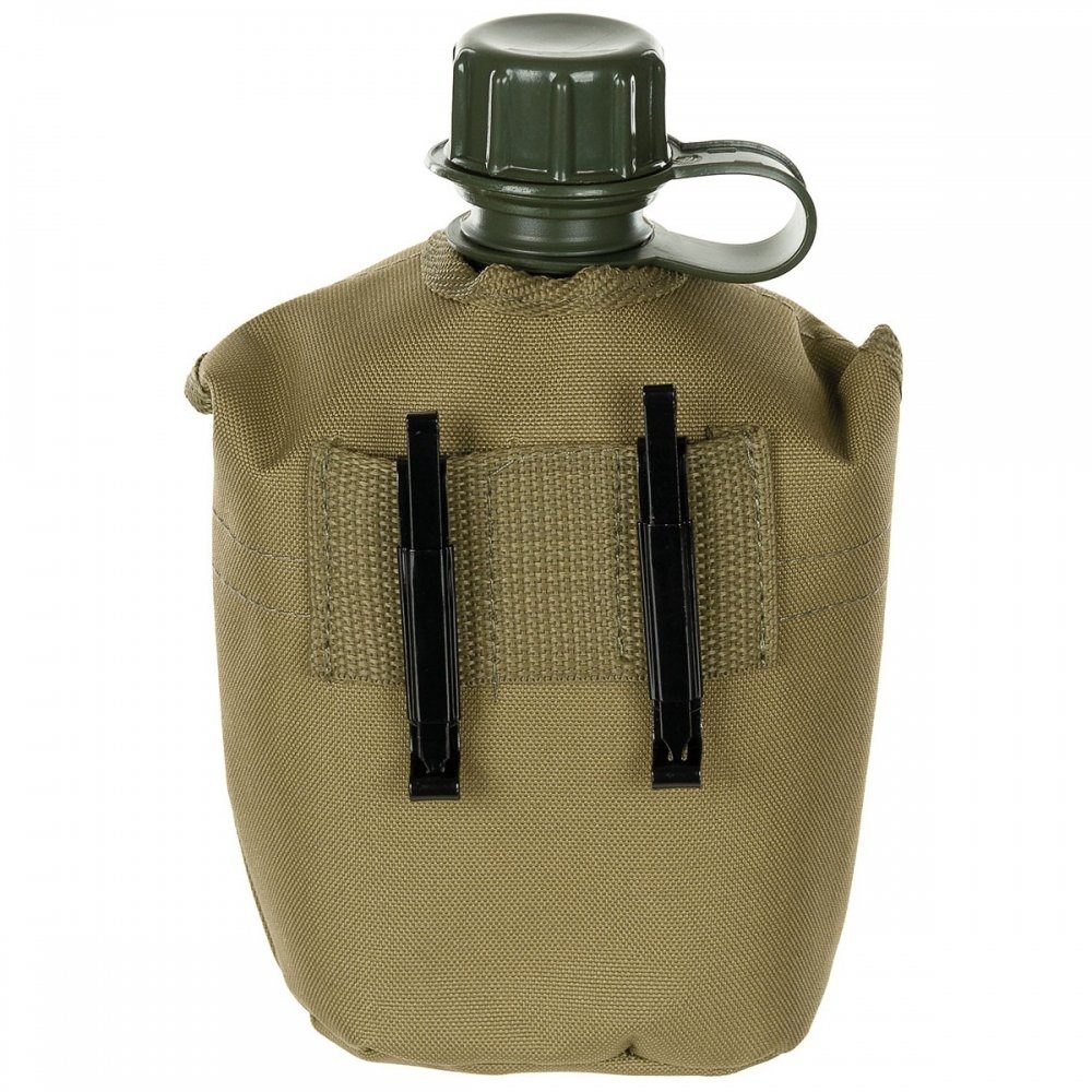 MFH Feldflasche US Plastikfeldflasche, BPA-frei 1 l, coyote, Nylonbezug