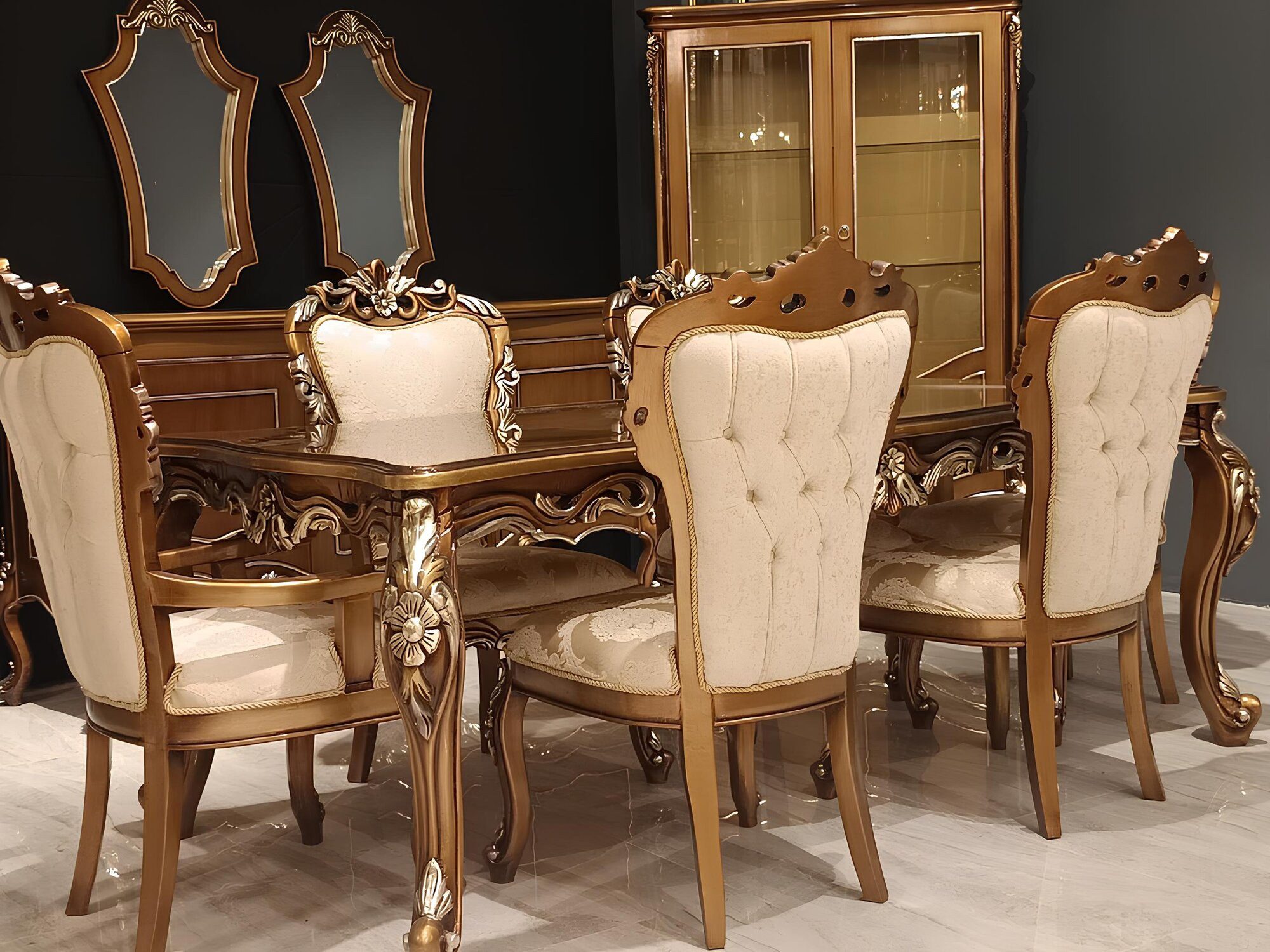 JVmoebel Esszimmer-Set Design Esszimmer Komplett Esstisch + 6x Stühle Klassisch Sofort