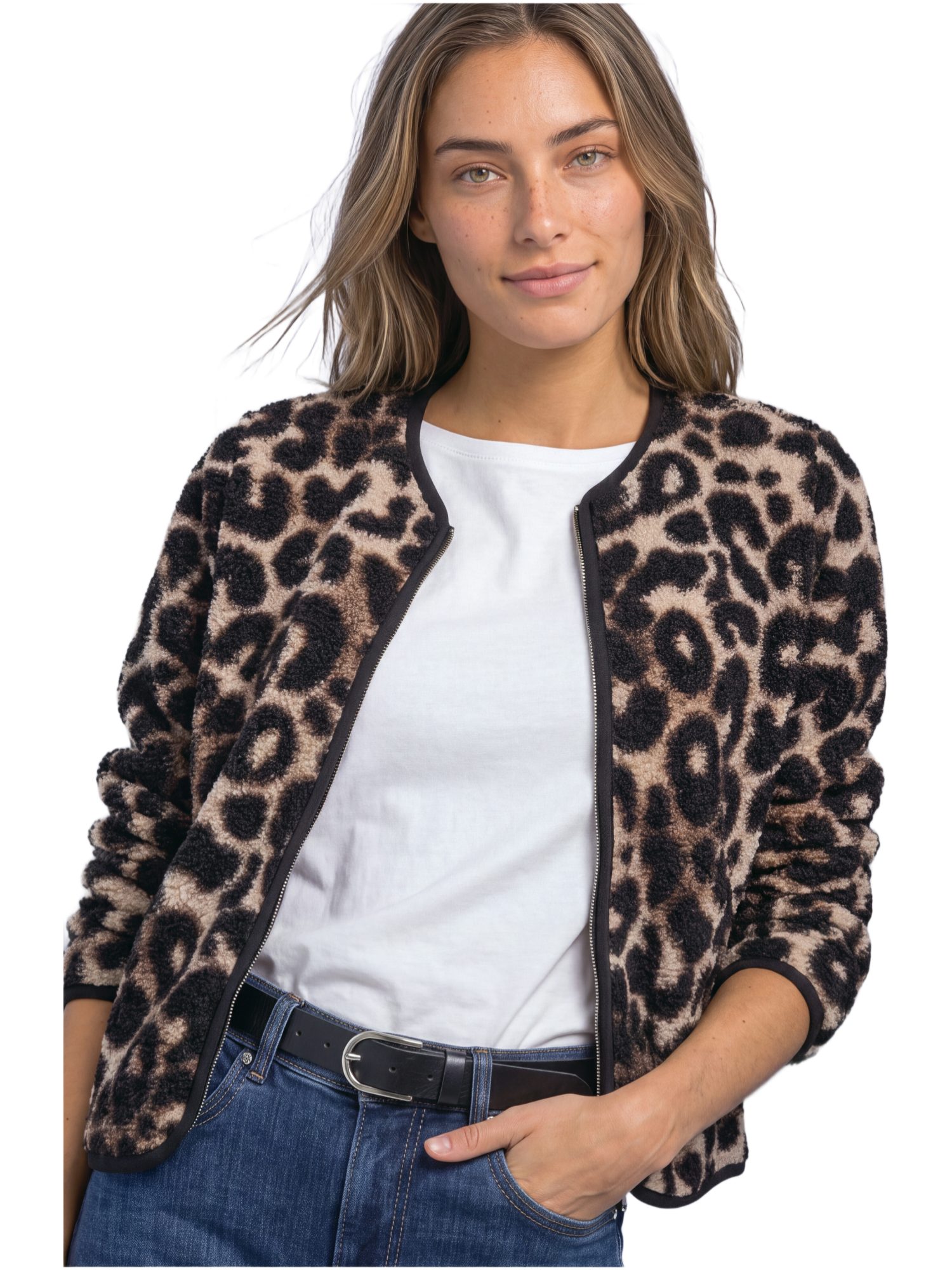 STREET ONE Fellimitatjacke bunt,Casual,Polyester,Gemustert,Rundhals,Langarm,Regular Fit – Bild 2 von 5