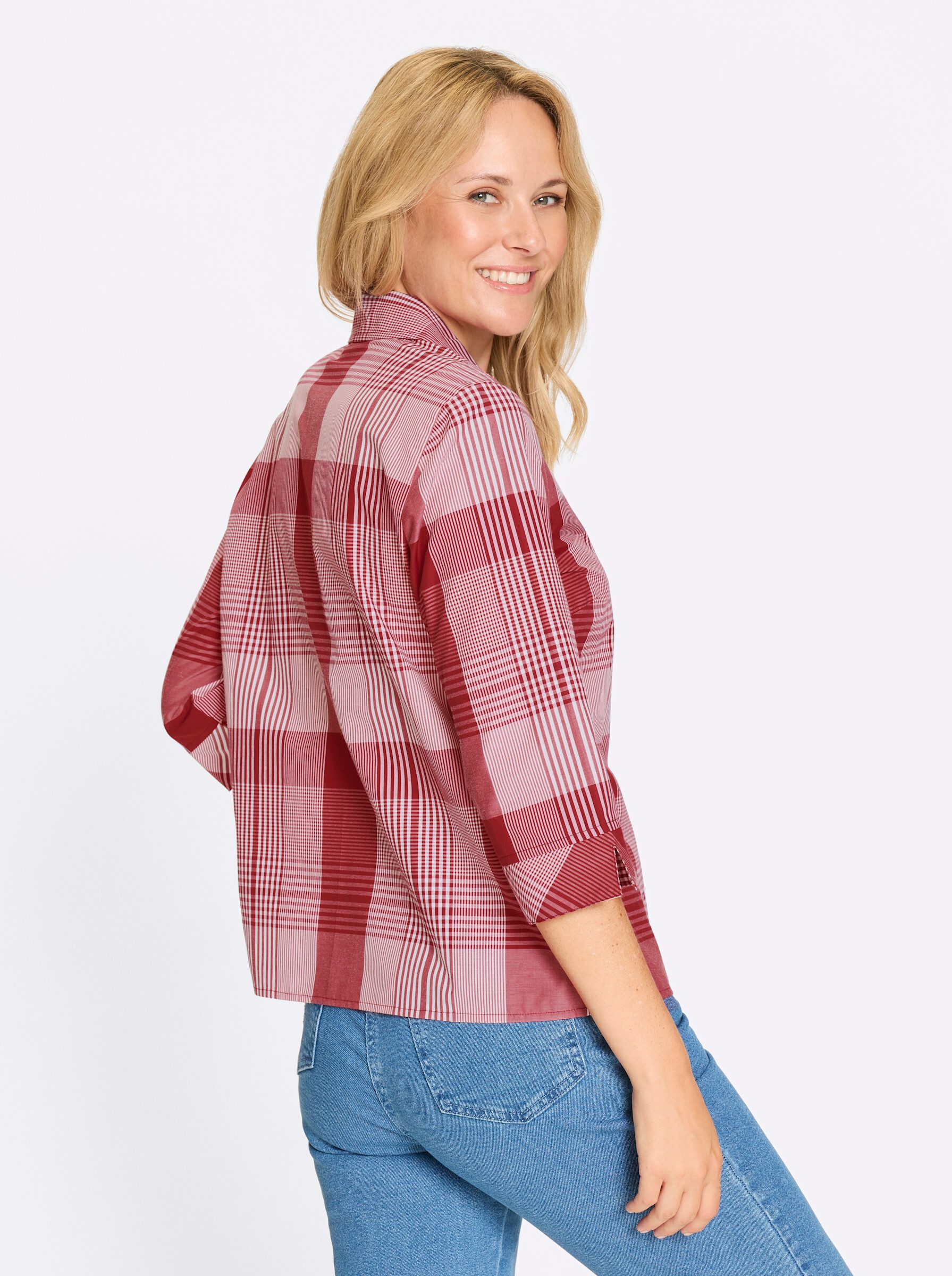 Sieh an! Klassische Bluse Karo-Bluse 3/4-Arm günstig online kaufen