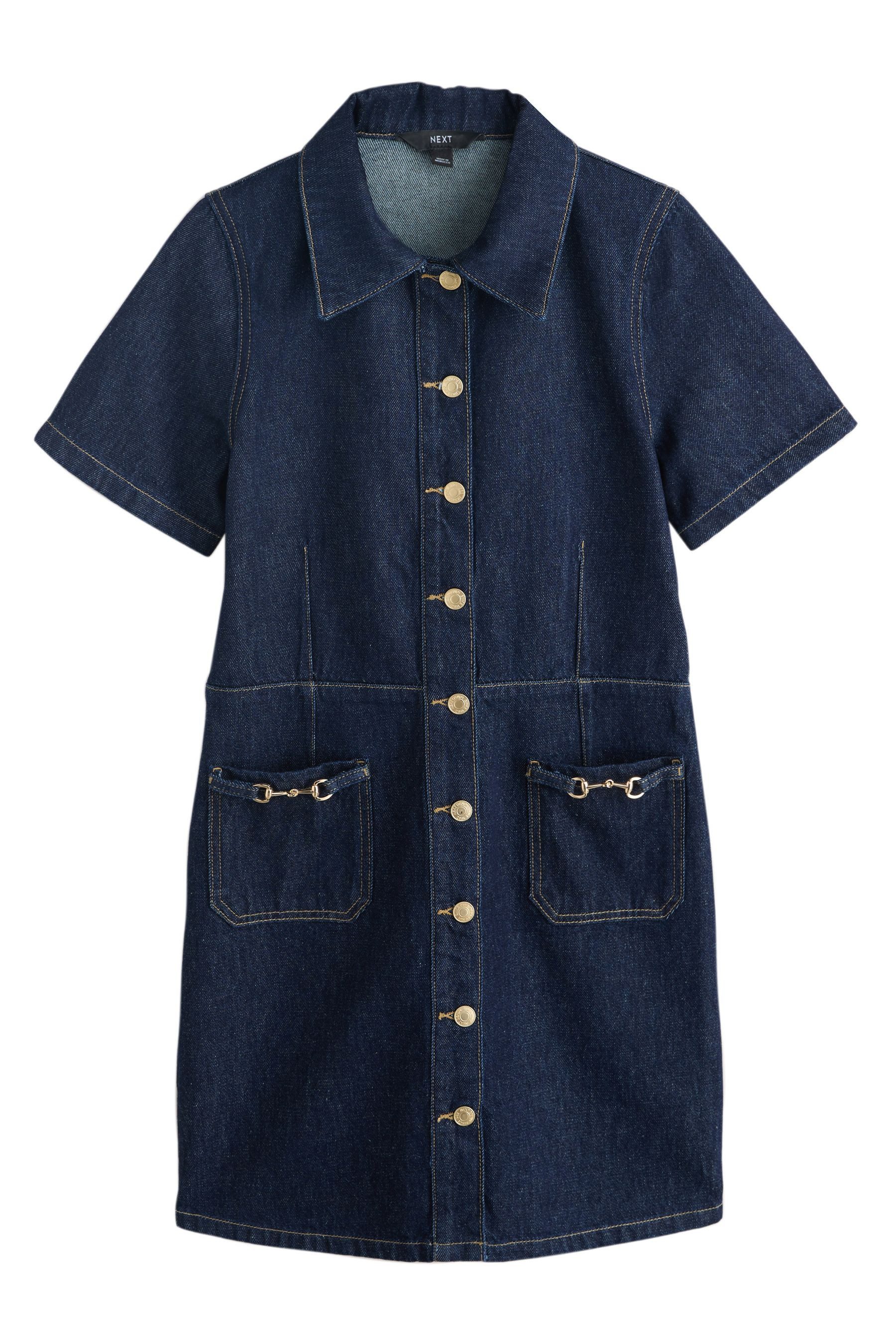 Jeanskleid Kurzärmeliges Mini-Jeanskleid mit Schnalle
