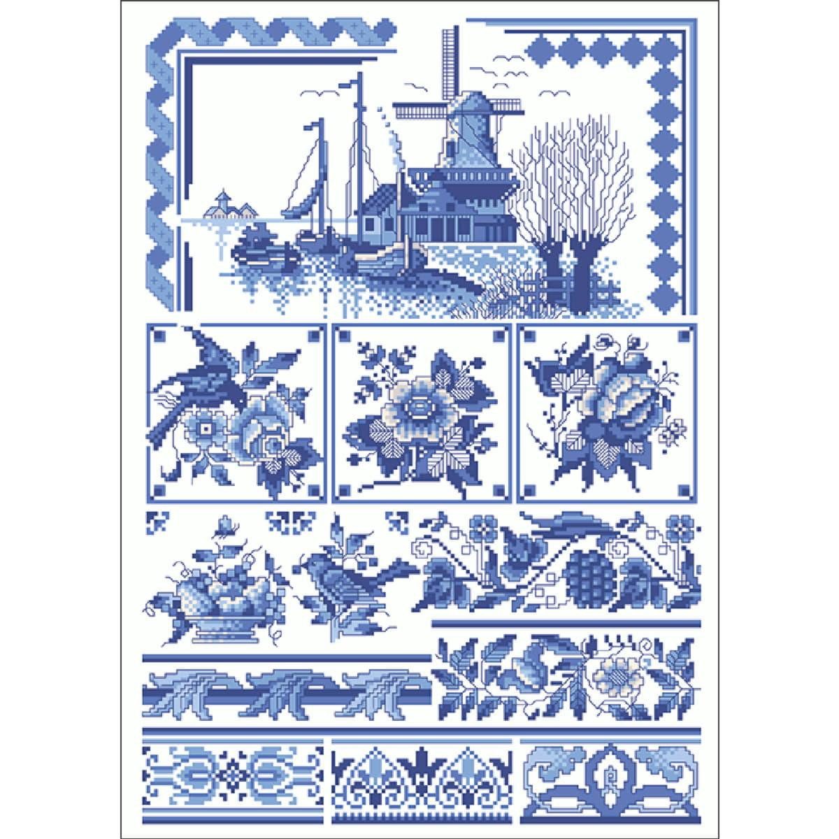 Lindner´s Kreuzstiche Kreativset Lindner´s Kreuzstiche Zählmuster Vorlage "Klassisch Blau", 048, (embroidery kit by Marussia)
