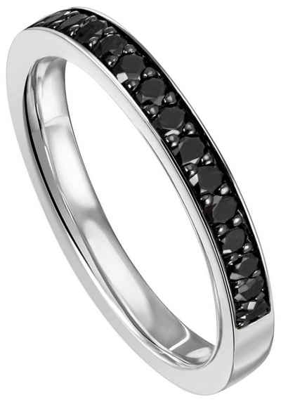 JOBO Fingerring Ring mit 17 schwarzen Diamanten, 585 Weißgold