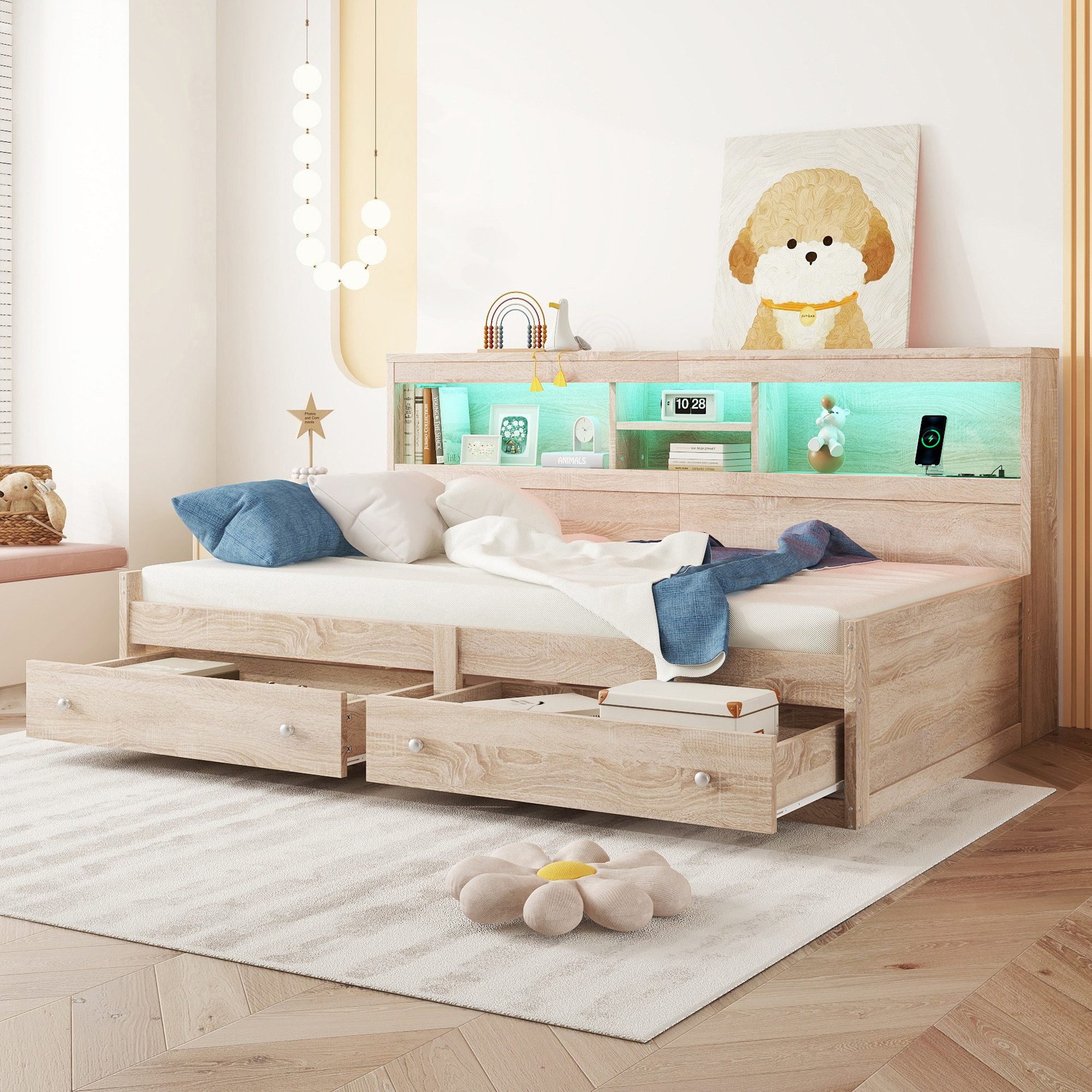 Odikalo Schlafsofa Daybett Tagesbett Nachtkästchen USB günstig online kaufen
