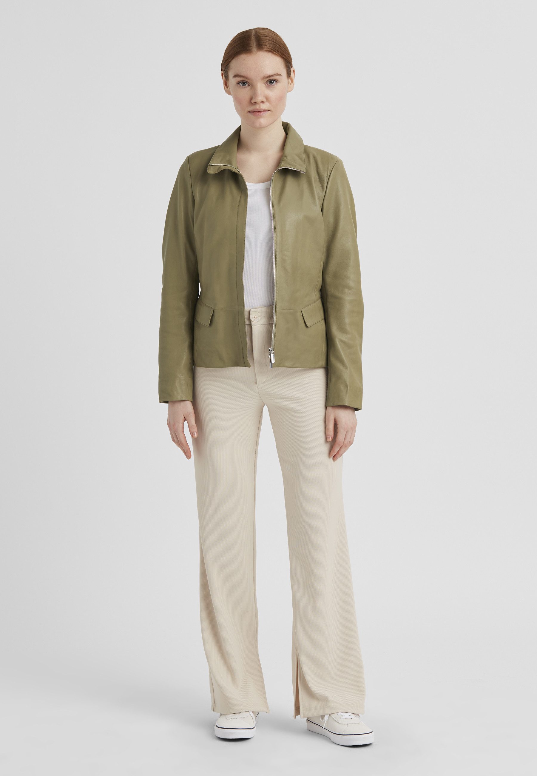 Milestone Lederjacke MSKreta Damen Bikerjacke Jacke Leder klassisch normale Passform