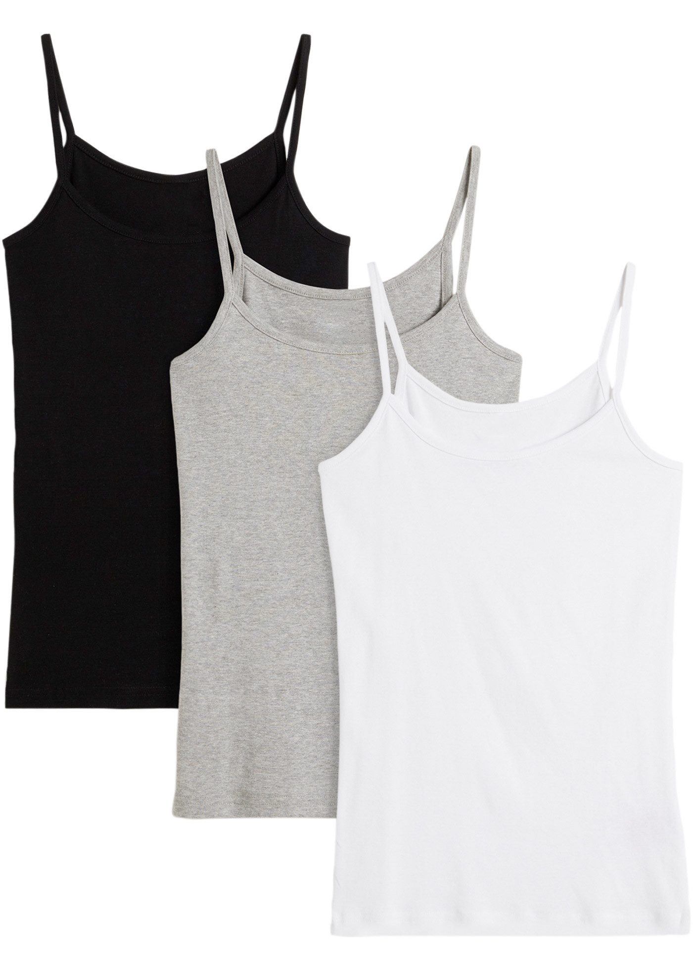 bonprix Shirttop (Packung, 3-tlg) taillierte Passform, ohne Ärmel, aus leichtem Baumwollmaterial