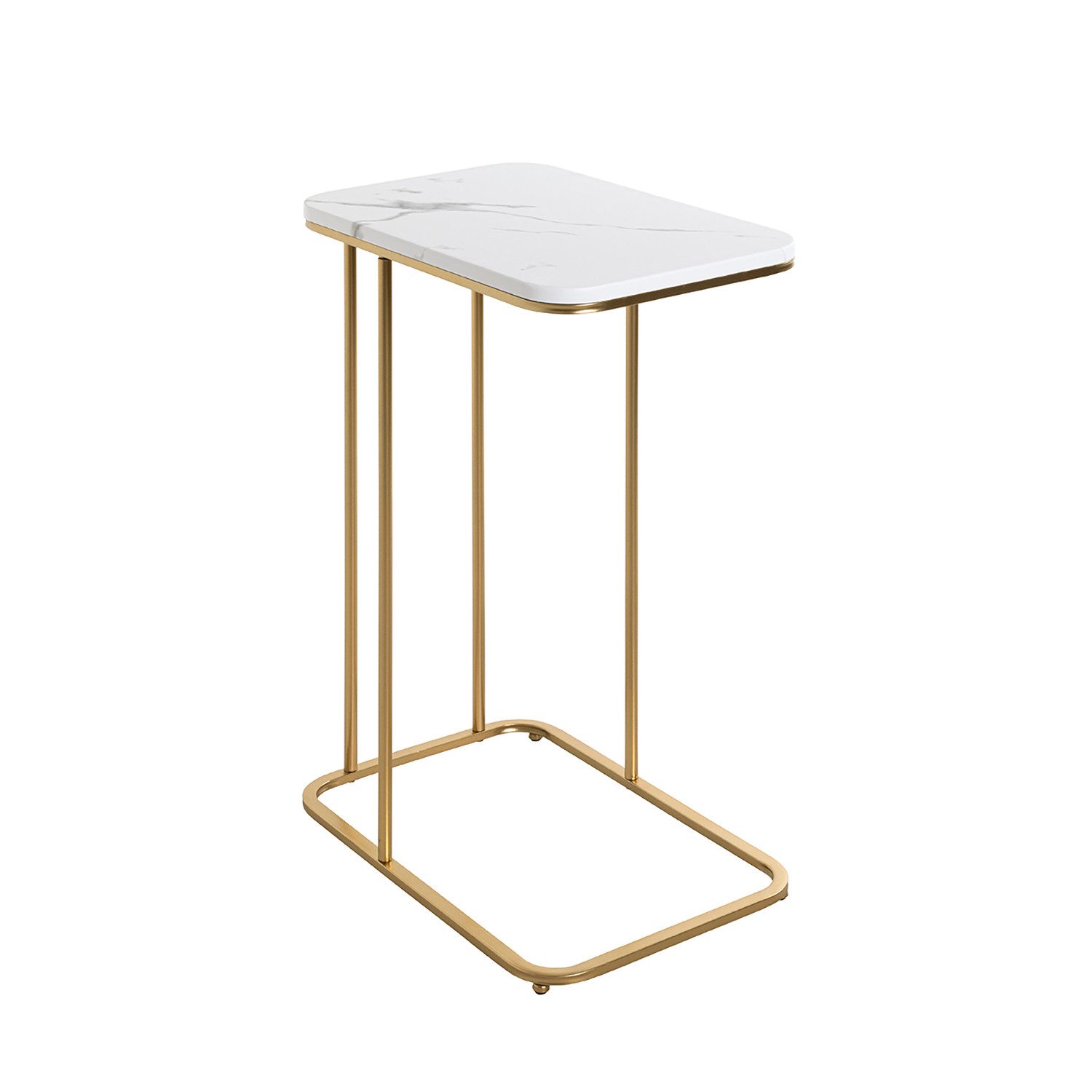 HAKU Beistelltisch Beistelltisch gold marmoroptik-Sofatisch MDF - B 45 x H 67 x T 30 cm (1xBeistelltisch, Dekotisch - kleiner Tisch), Beistelltisch aus Metall, Sofatisch, Wohnzimmertisch