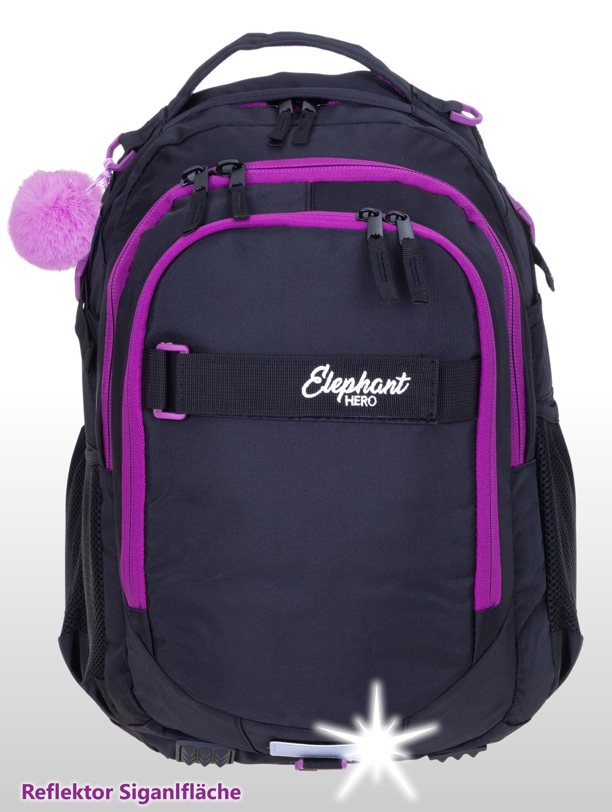 ELEPHANT Schulrucksack Hero Signature Schultasche (Set, 3-tlg., 3 Teile Rucksack Sporttasche Mäppchen Box), Softcase Schulranzen Schulmappe +rsm
