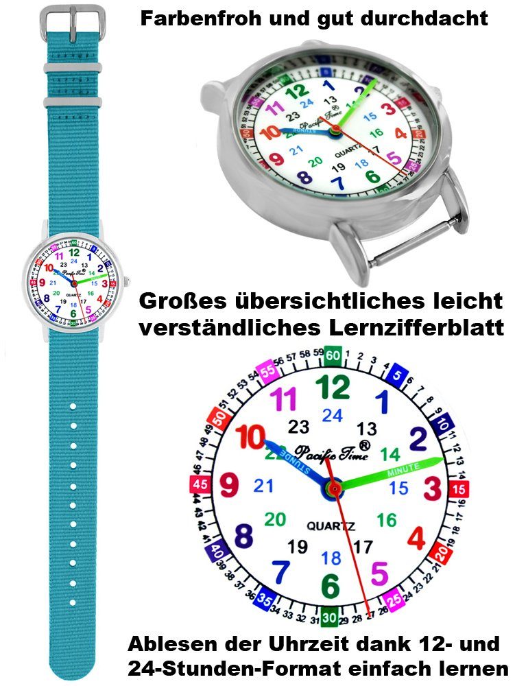 Regenbogen Armbändern Time und Quarzuhr Look Gratis 2 - Pacific hellblau 12938, Tausch Versand Einhorn mit